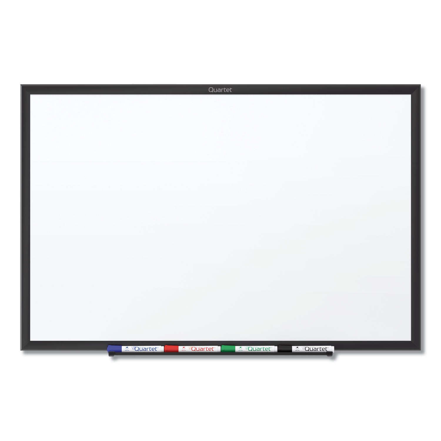 Quartet Classic Total Erase Whiteboard, 72" x 48", White Melamine Surface, Black Aluminum Frame, Horizontal/Vertical Mount, Includes Marker Tray, Dry Erase Marker, and Mounting Hardware, 1 Each, TAA Compliant