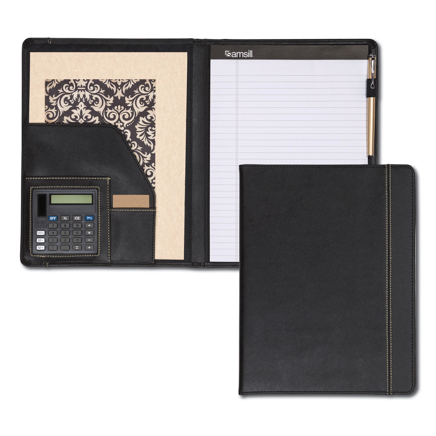 8 1/2" x 11" - 2 Internal Pocket(s) - Vinyl, Polyvinyl Chloride (PVC) - Black - Pen Loop - 1 Each