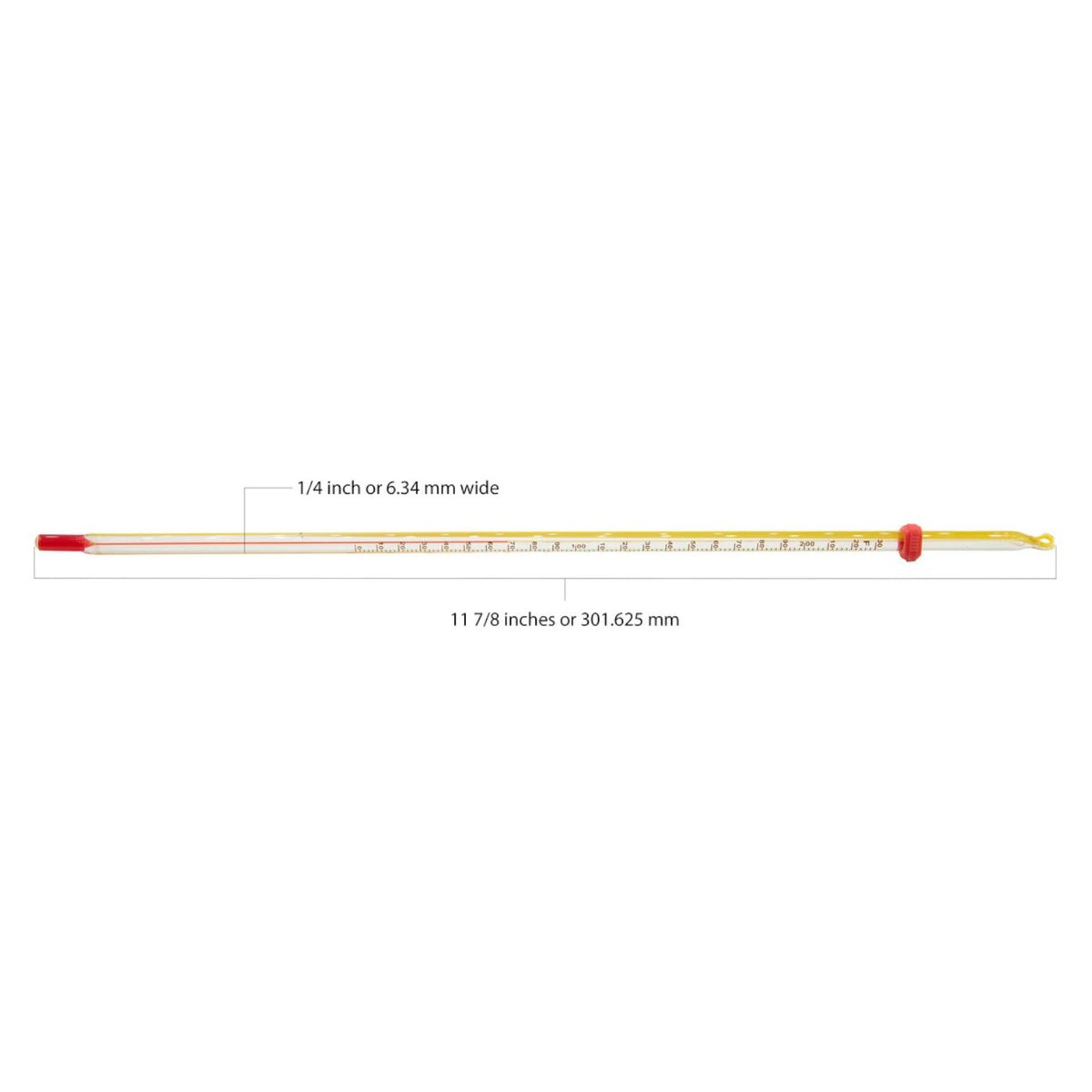Thermometer, Yellow-Backed, Partial Immersion, Double Scale -20°C to 110°C and 0°F to 230°F, Pack of 10