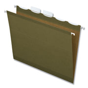 Pendaflex Ready-Tab 1/5 Tab Cut Letter Recycled Hanging Folder - 8 1/2" x 11" - Green - Reinforced - 10% Recycled - 25 / Box