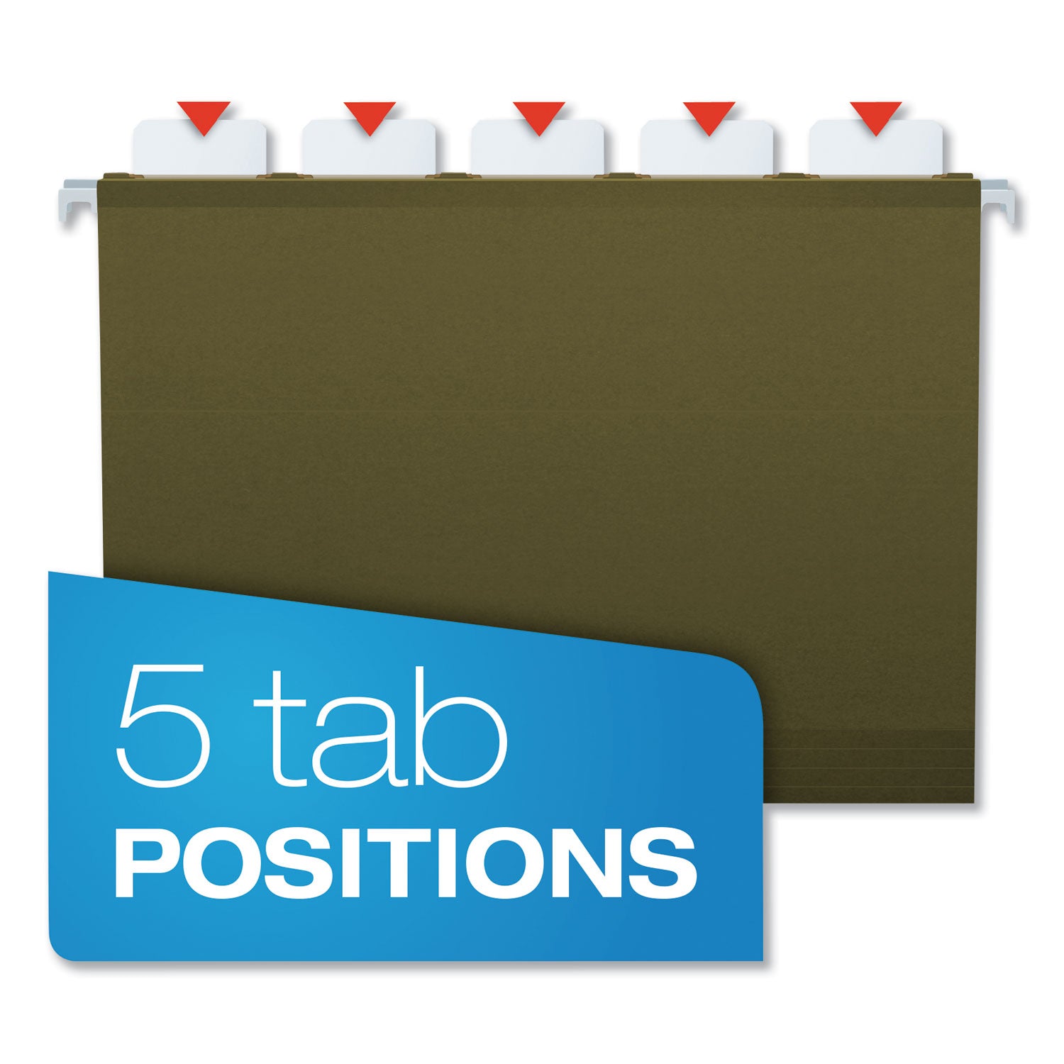 Pendaflex Ready-Tab 1/3 Tab Cut Letter Recycled Hanging Folder - 8 1/2" x 11" - Green - Reinforced - 10% Recycled - 25 / Box