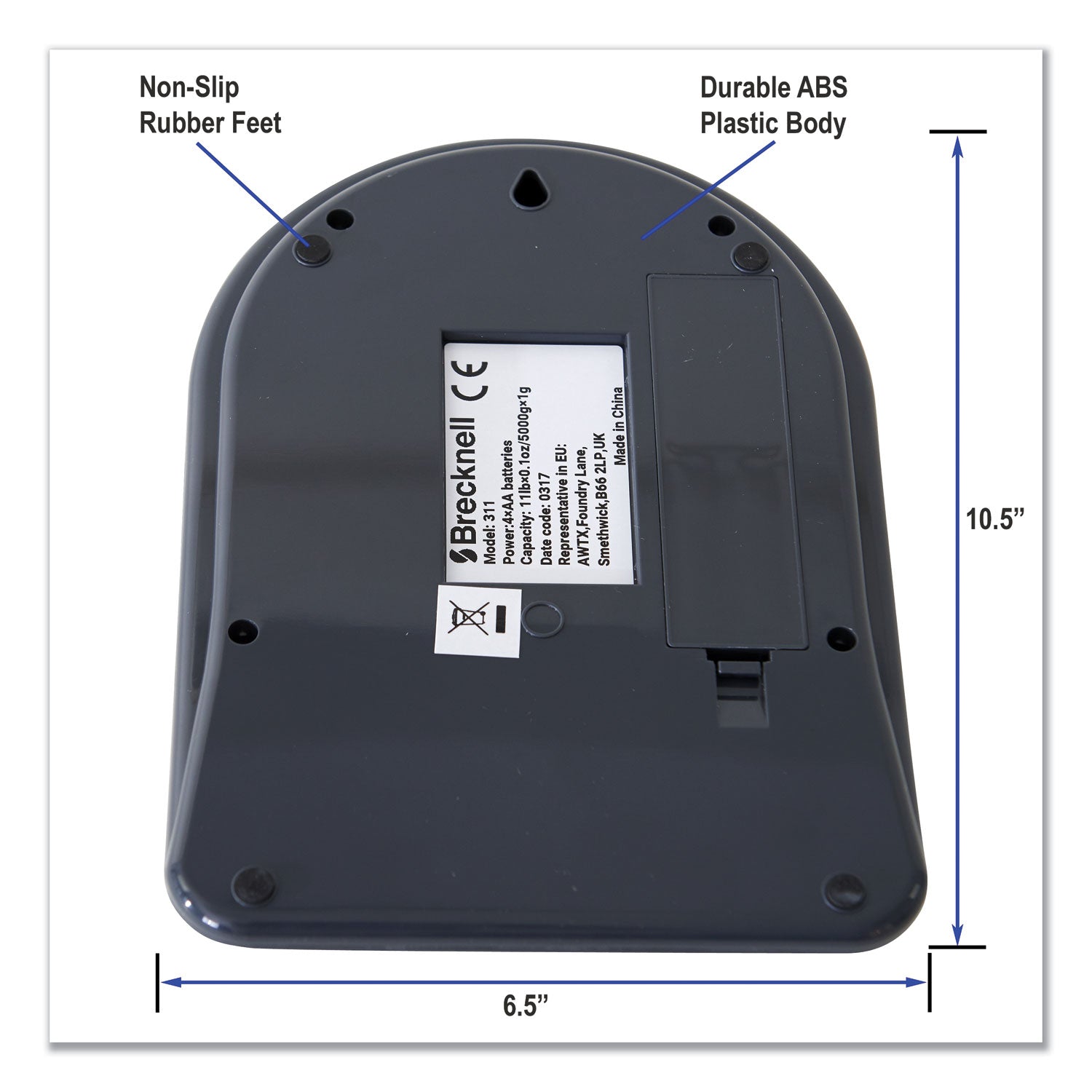 11 lb / 5 kg Maximum Weight Capacity - Gray