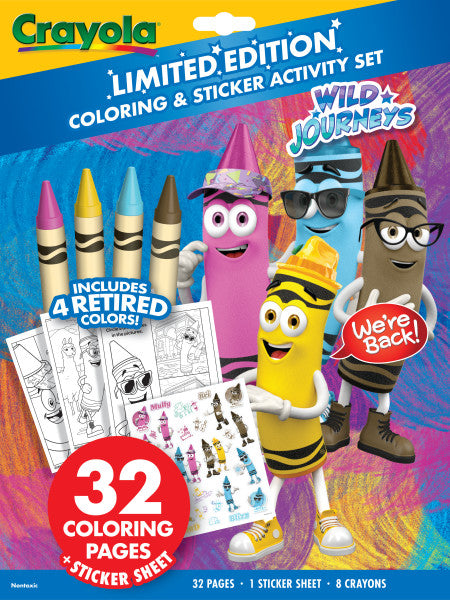Crayola Retired Colors Coloring & Activity Set, Retired Crayons & Stickers, 32 Pgs, Gift for Kids Ages 3+