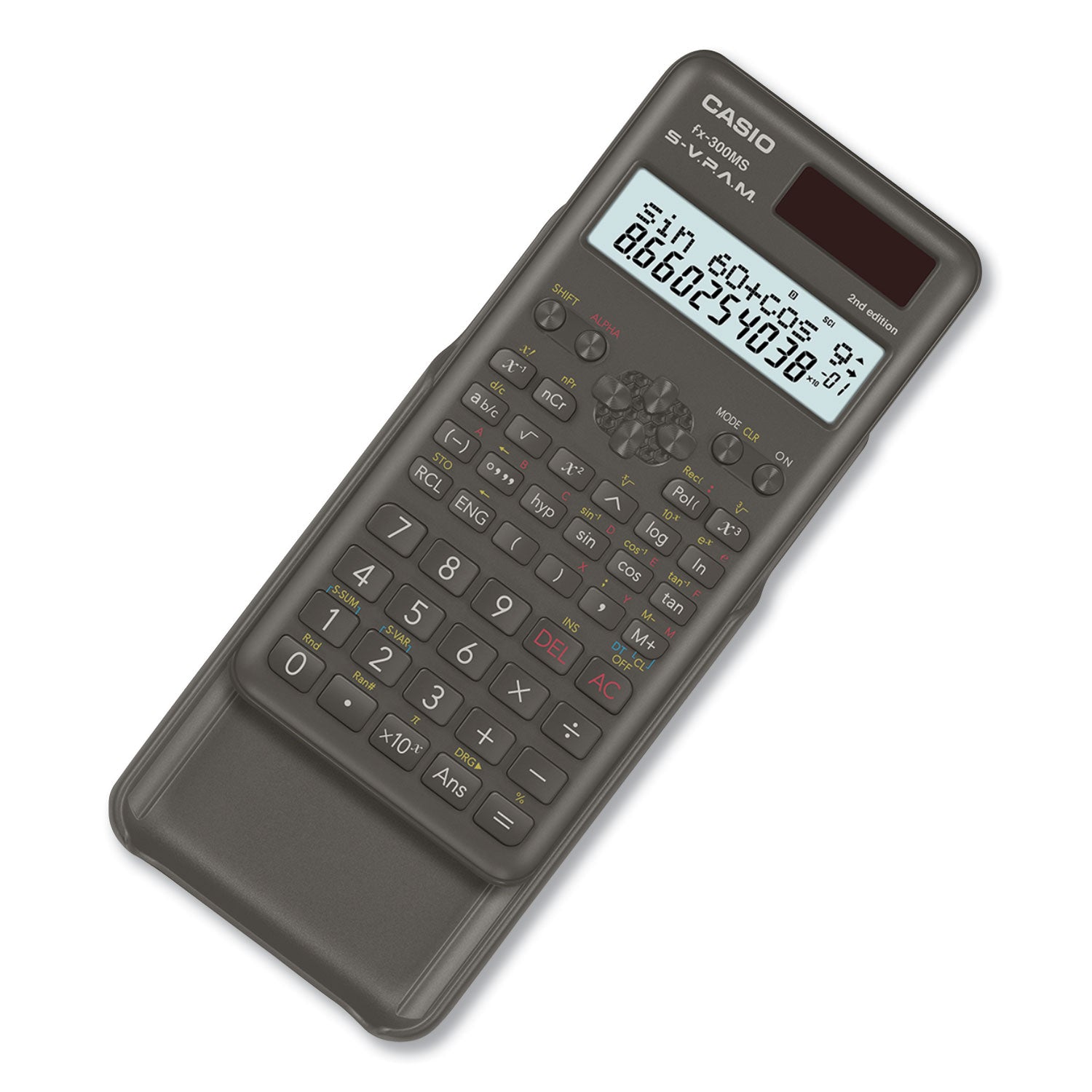 Large Display, Dual Power, Hard Case - 2 Line(s) - 10 Digits - Battery/Solar Powered - 0.4" Height x 3" Width x 6.4" Length - Black - 1 Each