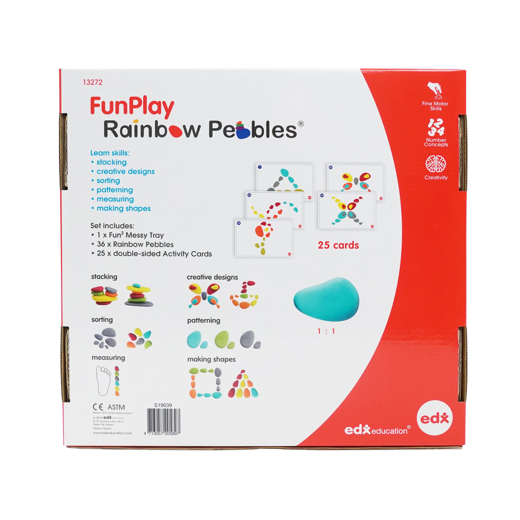 Rainbow Pebbles - FunPlay Activity Set - Set of 36 + 50 Activities + Messy Tray