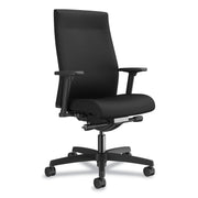 HON Ignition 2.0 Mid Back Task Chair, Black Fabric Seat and Back, Adjustable Arms, Black Frame, 1 Each