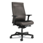 HON Ignition 2.0 Mid Back Task Chair, Black Vinyl Seat and Back, Adjustable Arms, Black Frame, 1 Each