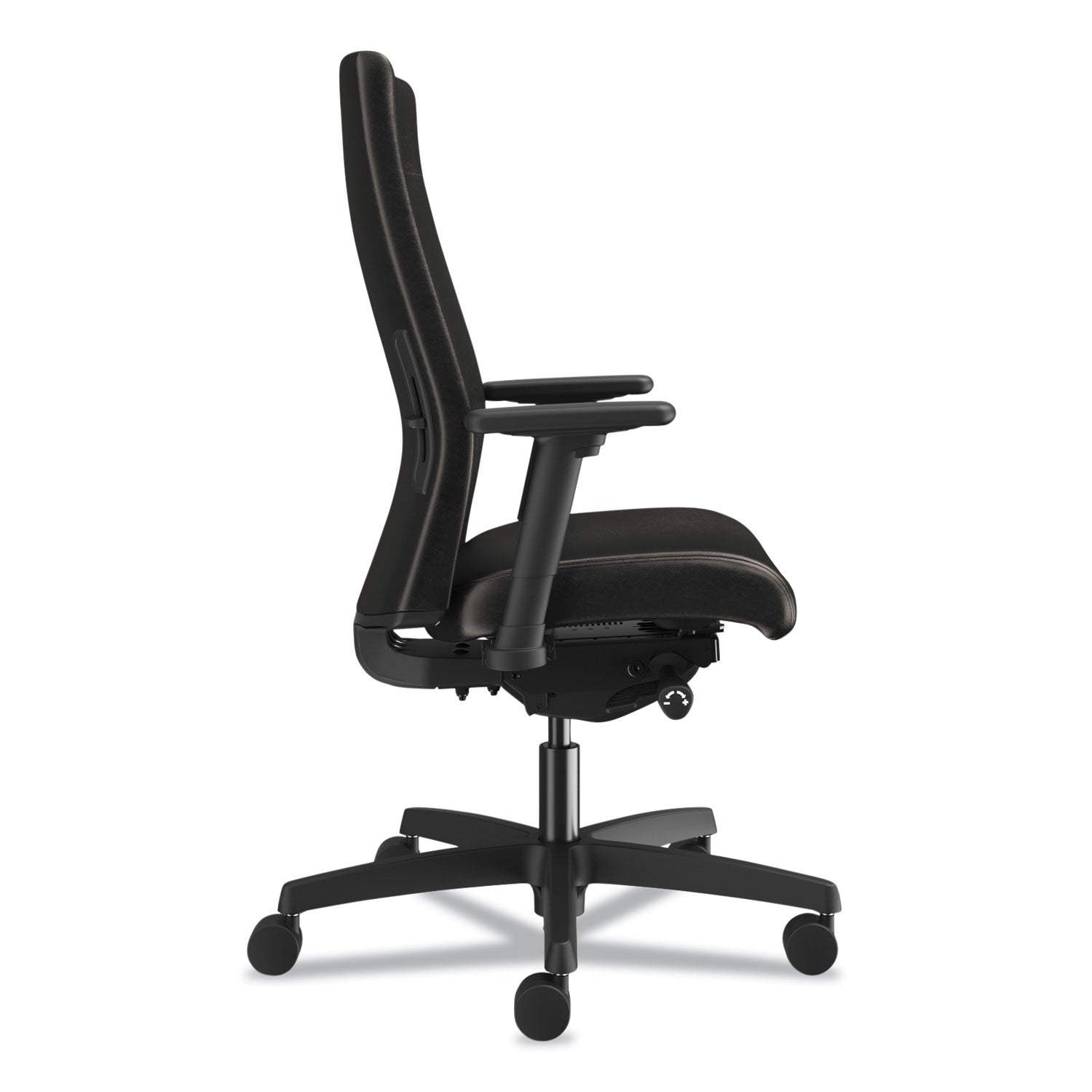 HON Ignition 2.0 Mid Back Task Chair, Black Vinyl Seat and Back, Adjustable Arms, Black Frame, 1 Each