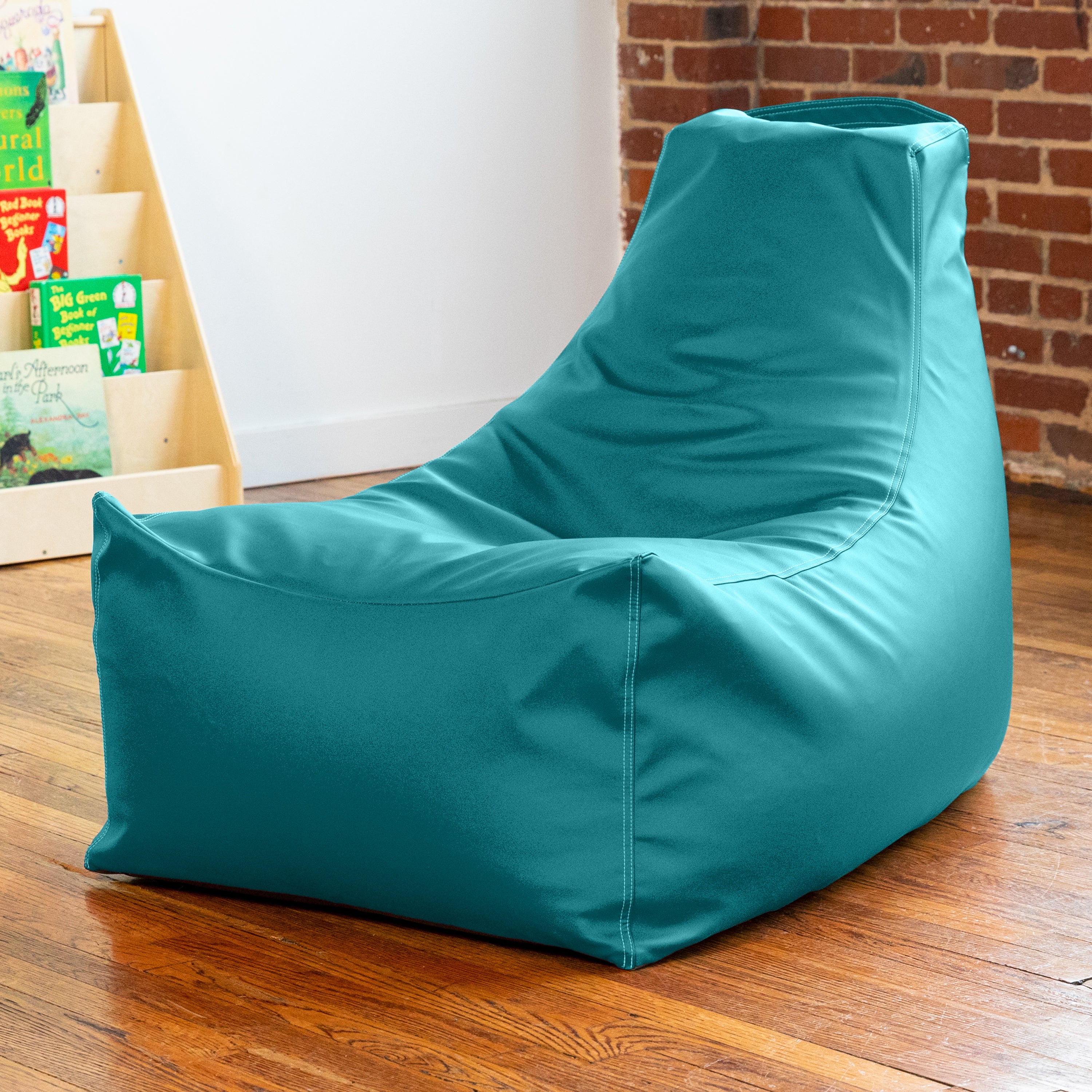 Jaxx Pezzi Premium Vinyl Classroom Bean Bag Chair, Turquoise