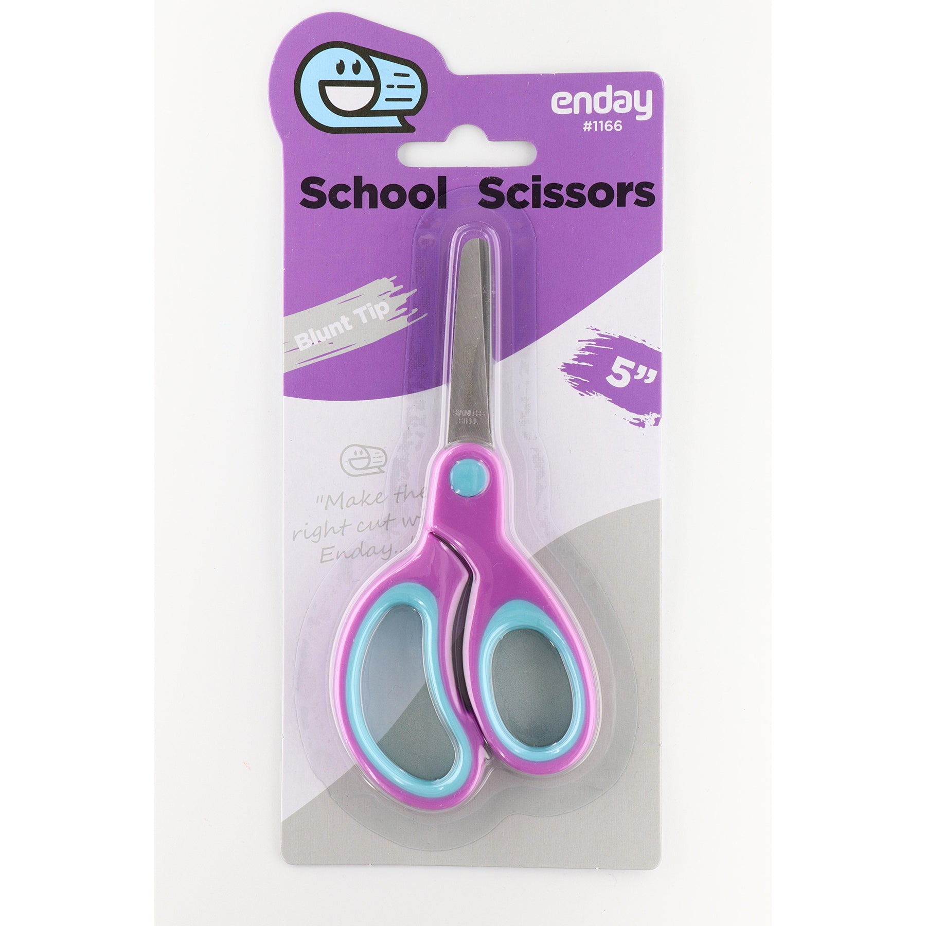 Soft Grip School Scissors, 5", Round Tip, Purple, Pack of 6