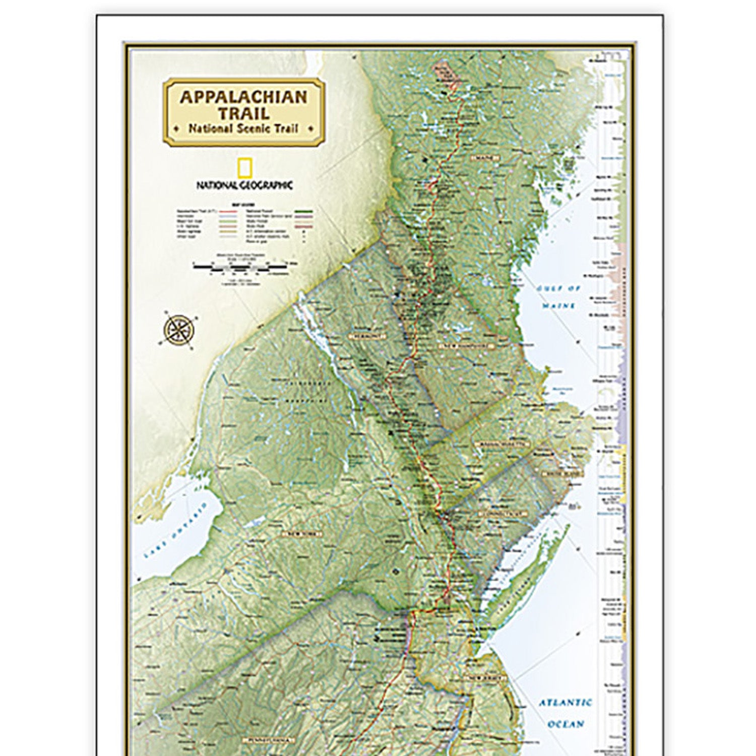 Appalachian Trail Map, Laminated, 18" x 48"