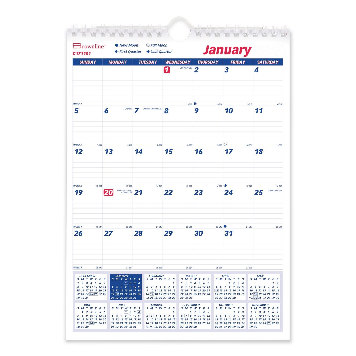 Monthly - 12 Month - January 2026 to December 2026 - White Sheet - Wall Mount - 1 Each
