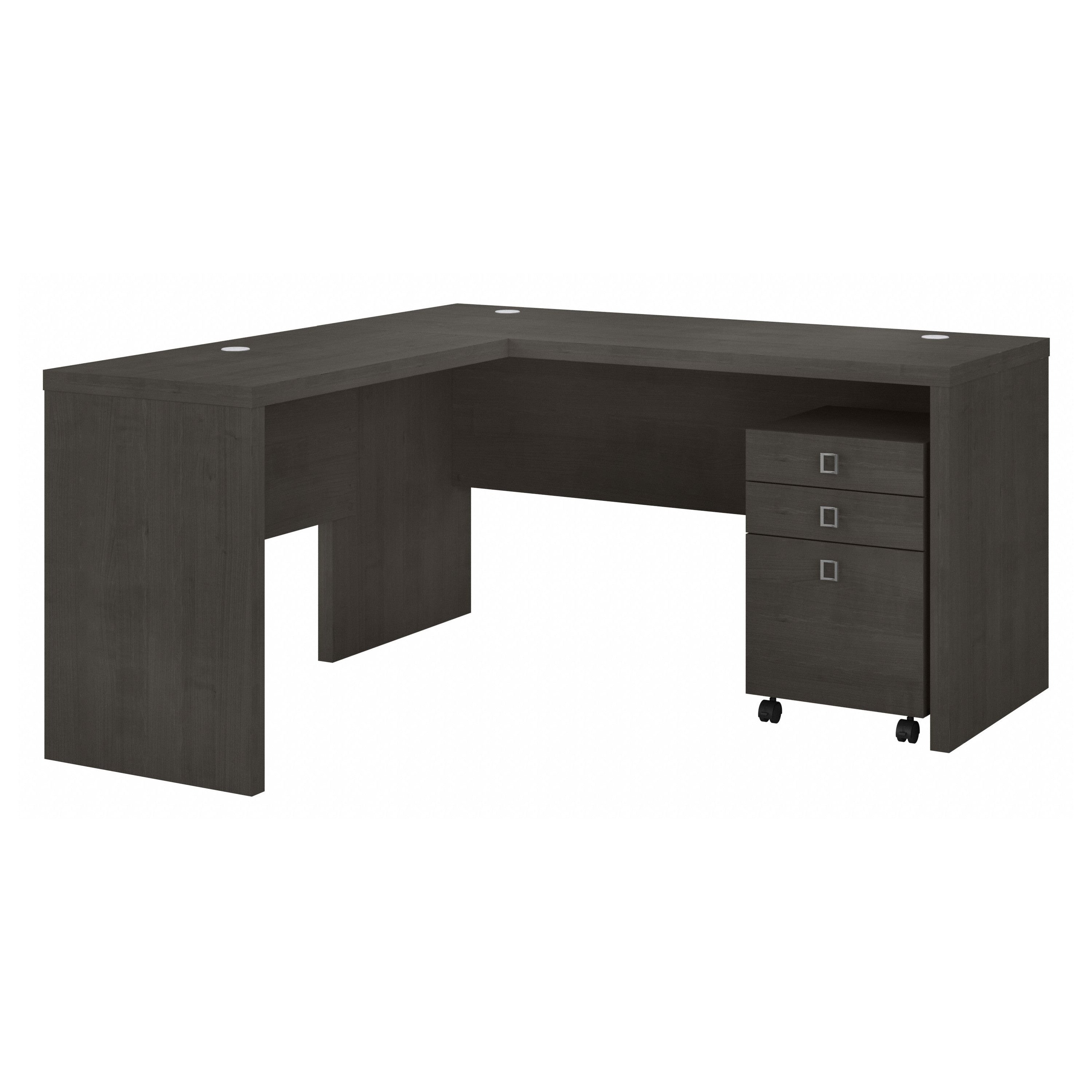 Bush Business Furniture Echo L Shaped Desk with Mobile File Cabinet in Charcoal Maple - 60" Width x 59.84" Depth x 30" Height