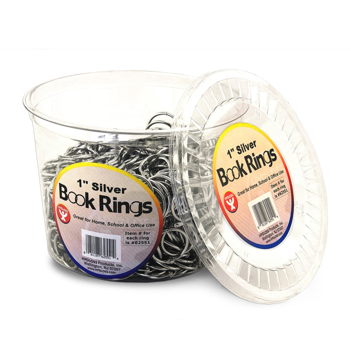 Book Rings in Counter Display - Silver, 500 Rings, 1"