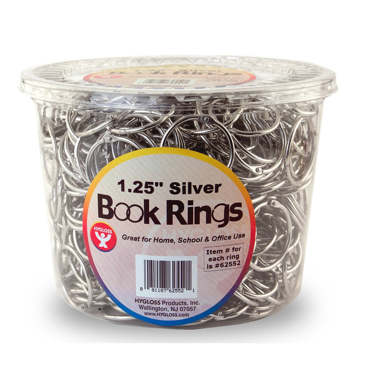 Book Rings in Counter Display - Silver, 500 Rings, 1.25"