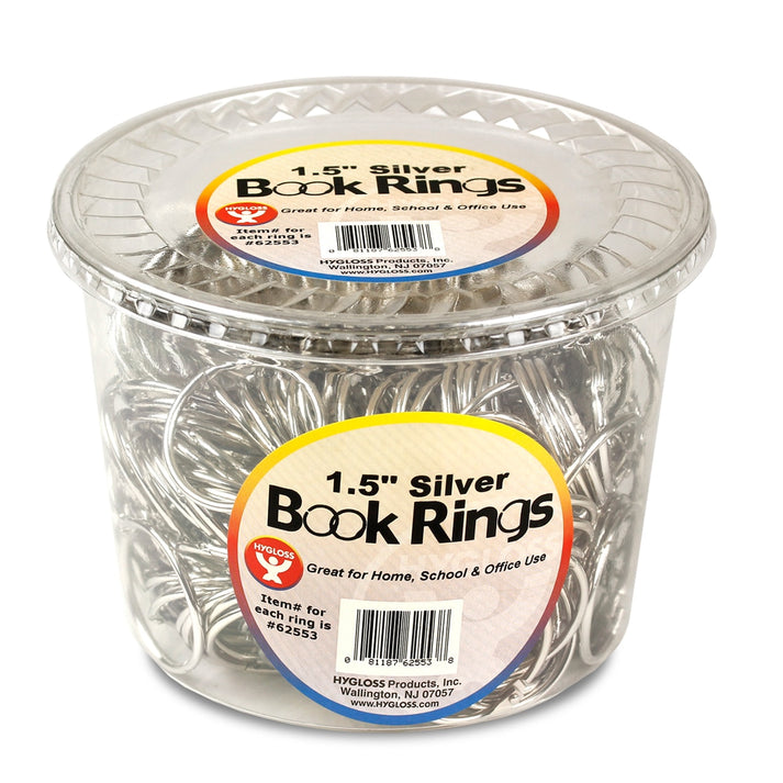 Book Rings in Counter Display - Silver, 250 Rings, 1.5"