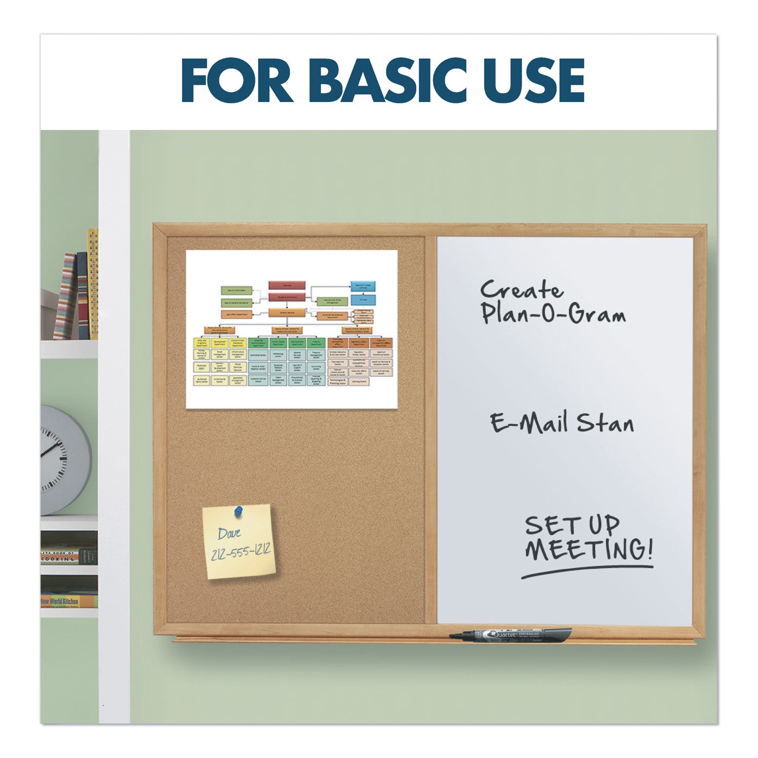 Quartet Standard Combination Whiteboard/Cork Bulletin Board - 36" (3 ft) Width x 24" (2 ft) Height - White Melamine Surface - Oak Frame - Rectangle - Horizontal/Vertical - 1 Each