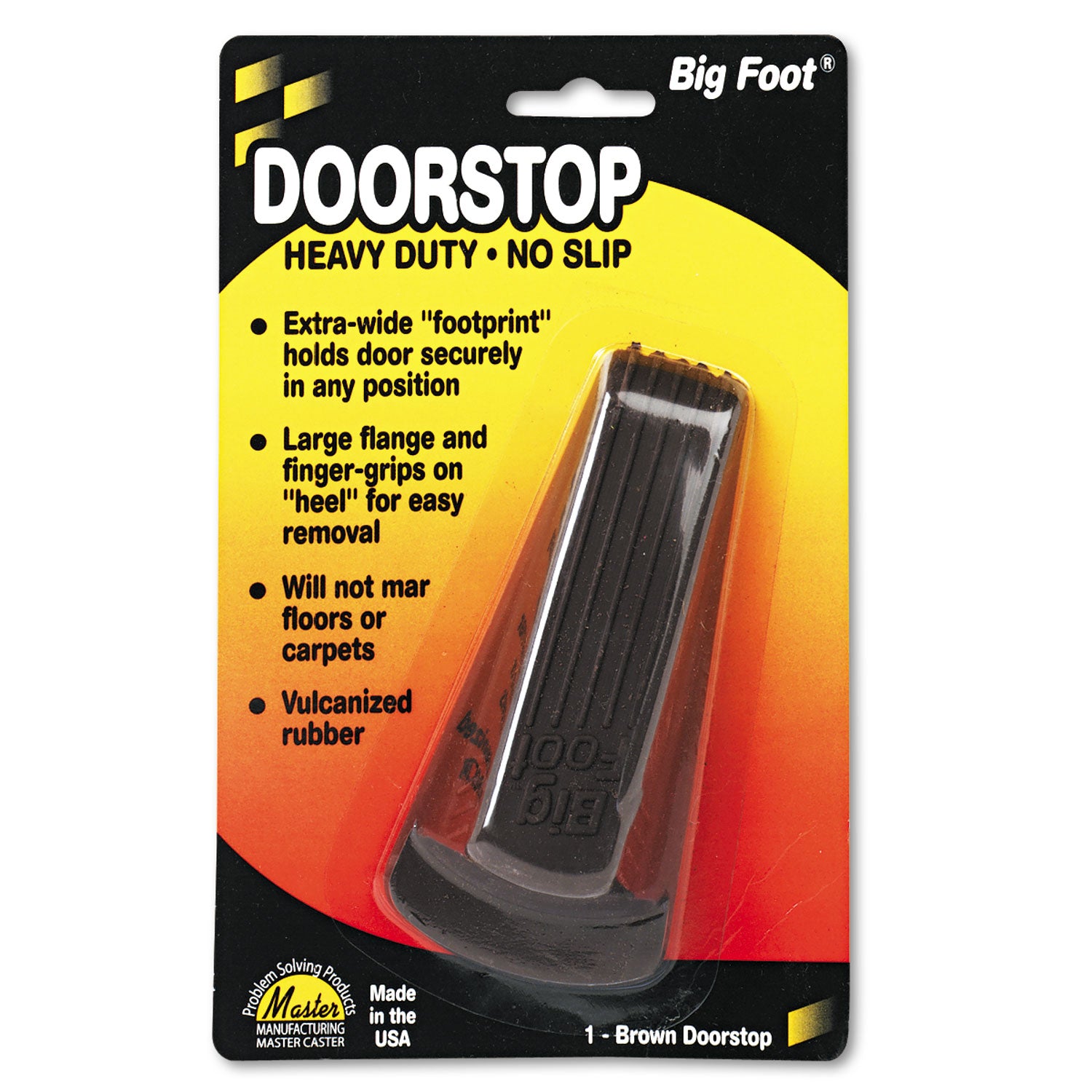 Big Foot Doorstop - Brown - Non-skid Base, Prevent Scratches, Non-slip, Heavy Duty, Impact Resistant, Crush Proof - Rubber - 1.3" Height x 2.3" Width - Brown - 1 Each