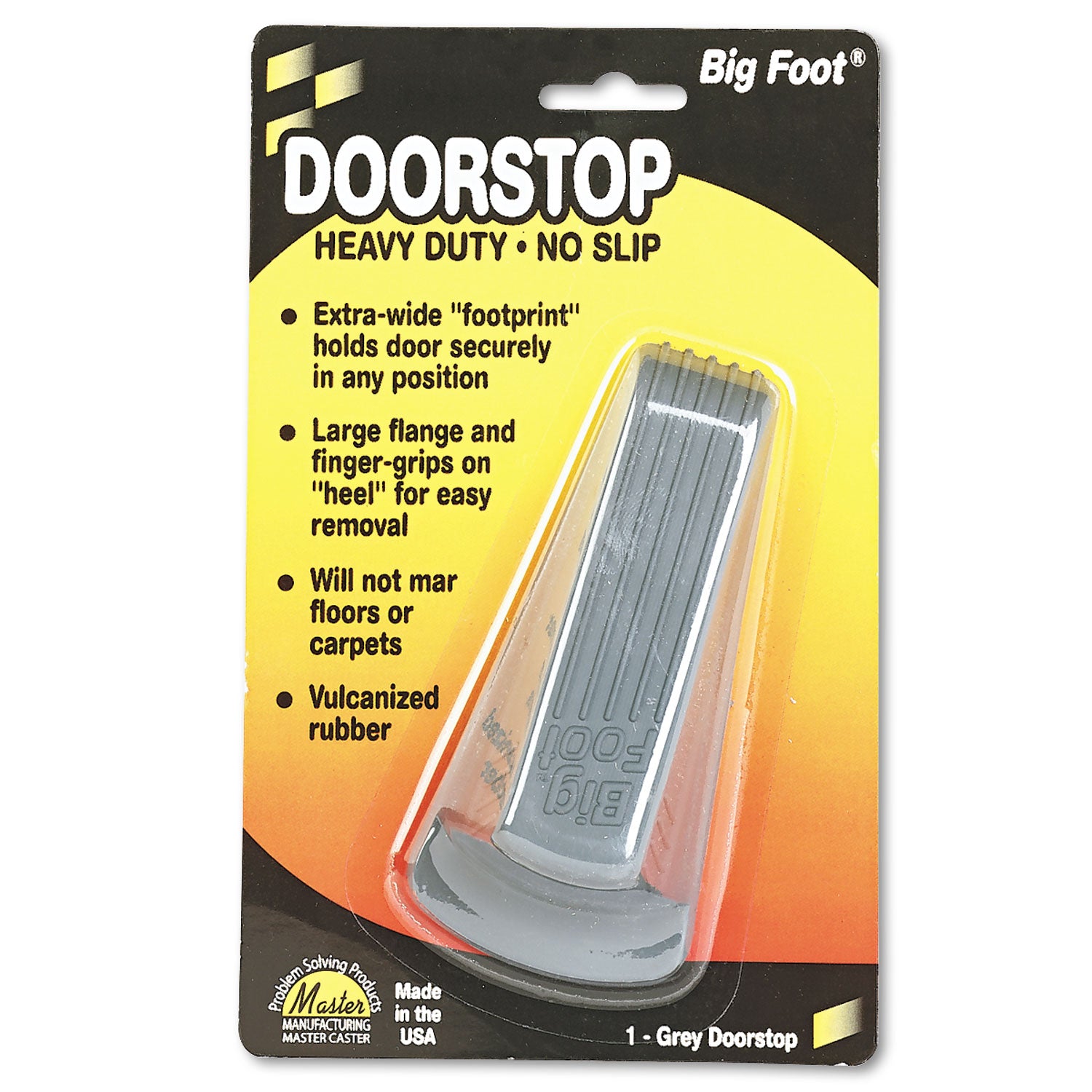 Big Foot Doorstop - Gray - Non-skid Base, Prevent Scratches, Heavy Duty, Non-slip, Impact Resistant, Crush Proof - Rubber - 1.3" Height x 2.3" Width - Gray - 1 Each