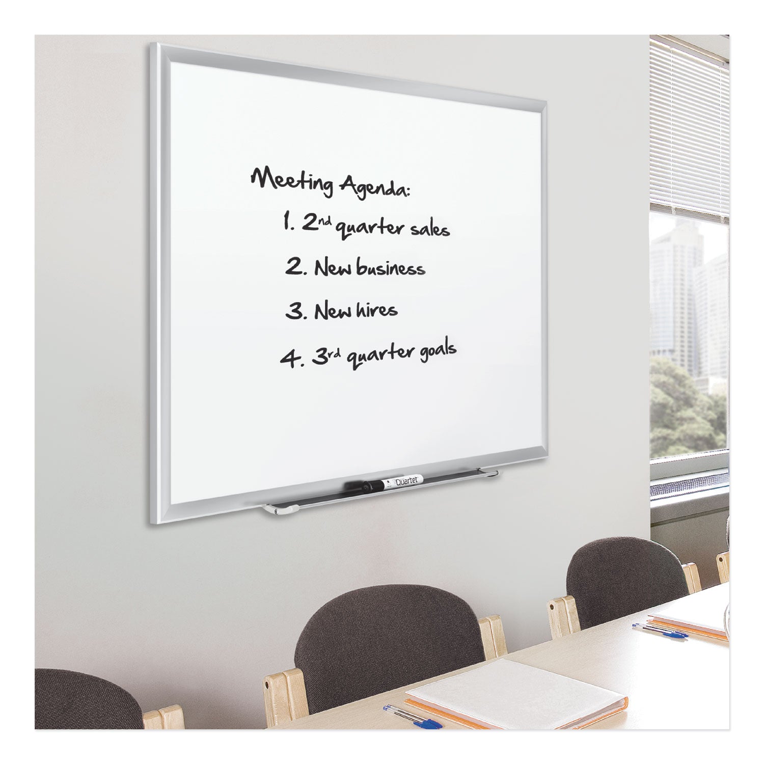 Quartet Classic Premium Porcelain Magnetic Board, 48" x 36", White Surface, Silver Aluminum Frame, Rectangle, Horizontal/Vertical Orientation, Magnetic, 1 Each