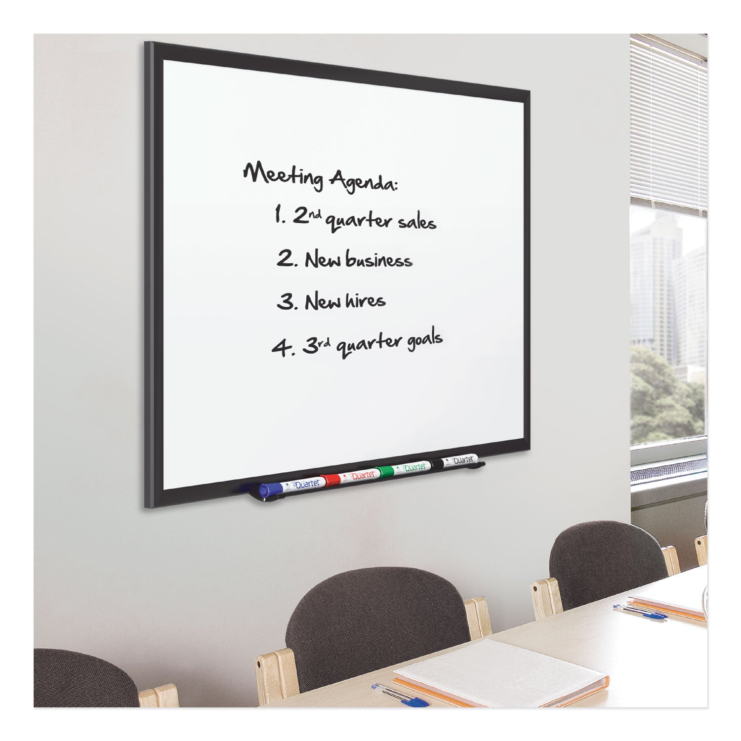 Quartet DuraMax Classic Whiteboard - 96" (8 ft) Width x 48" (4 ft) Height - White Porcelain Surface - Black Aluminum Frame - Rectangle - Horizontal/Vertical - Magnetic - 1 / Each