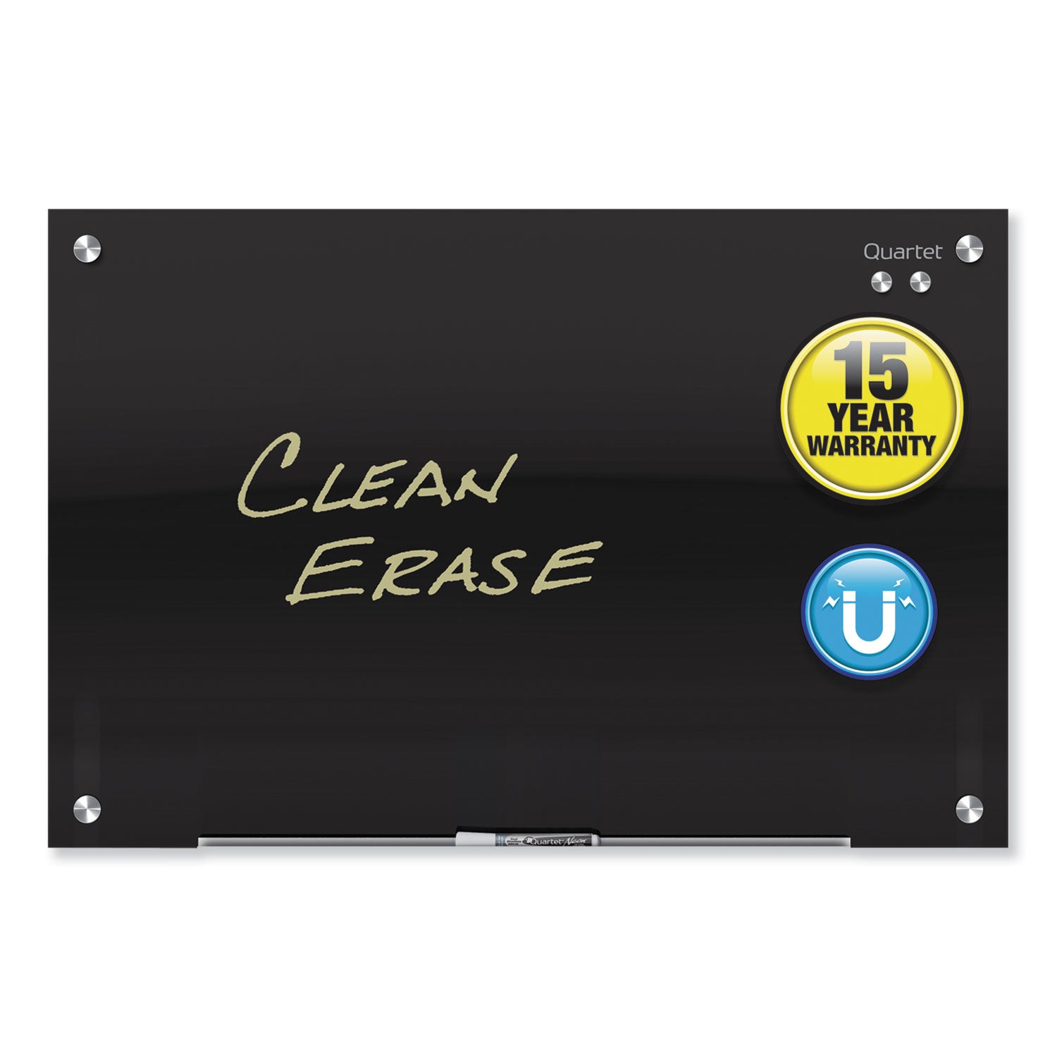 Quartet Infinity&trade; Glass Magnetic Dry-Erase Board - 96" (8 ft) Width x 48" (4 ft) Height - Black Tempered Glass Surface - Black Frame - Horizontal/Vertical - Magnetic - 1 / Each
