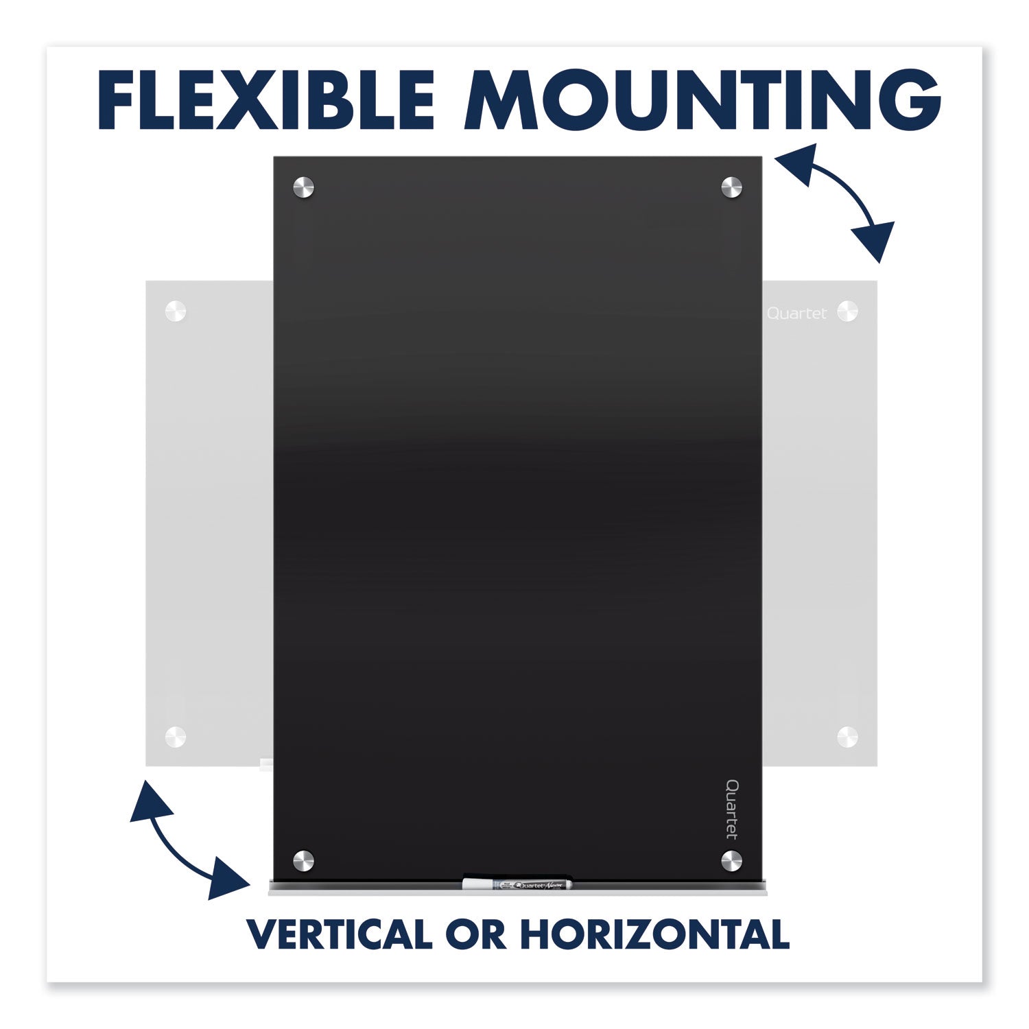Quartet Infinity Glass Magnetic Dry-Erase Board, 72" x 48", Black Tempered Glass Surface, Black Frame, Horizontal/Vertical, Magnetic, 1 Each