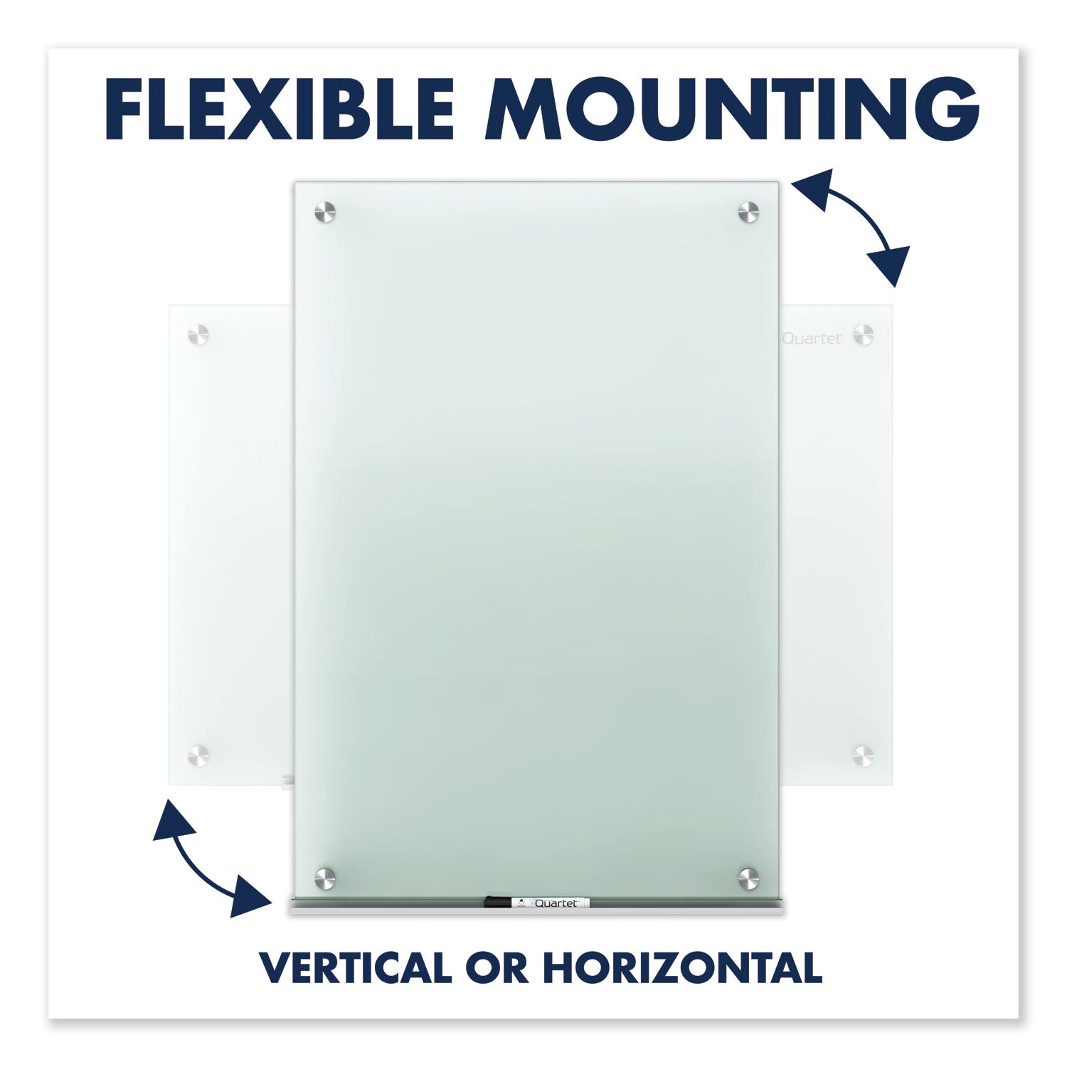 Quartet Infinity Glass Dry-Erase Whiteboard, 96" x 48", Frosted Tempered Glass Surface, Frameless, Includes Mounting Hardware, Marker Tray, and 1 Dry Erase Marker, 1 Each