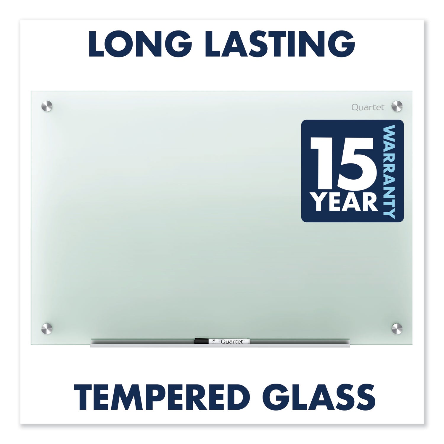 Quartet Infinity Glass Dry-Erase Whiteboard, 24" x 18", Frosted Tempered Glass Surface, Frameless, Horizontal/Vertical Mount, Includes Mounting Hardware, Marker Tray, and 1 Dry Erase Marker, 1 Each