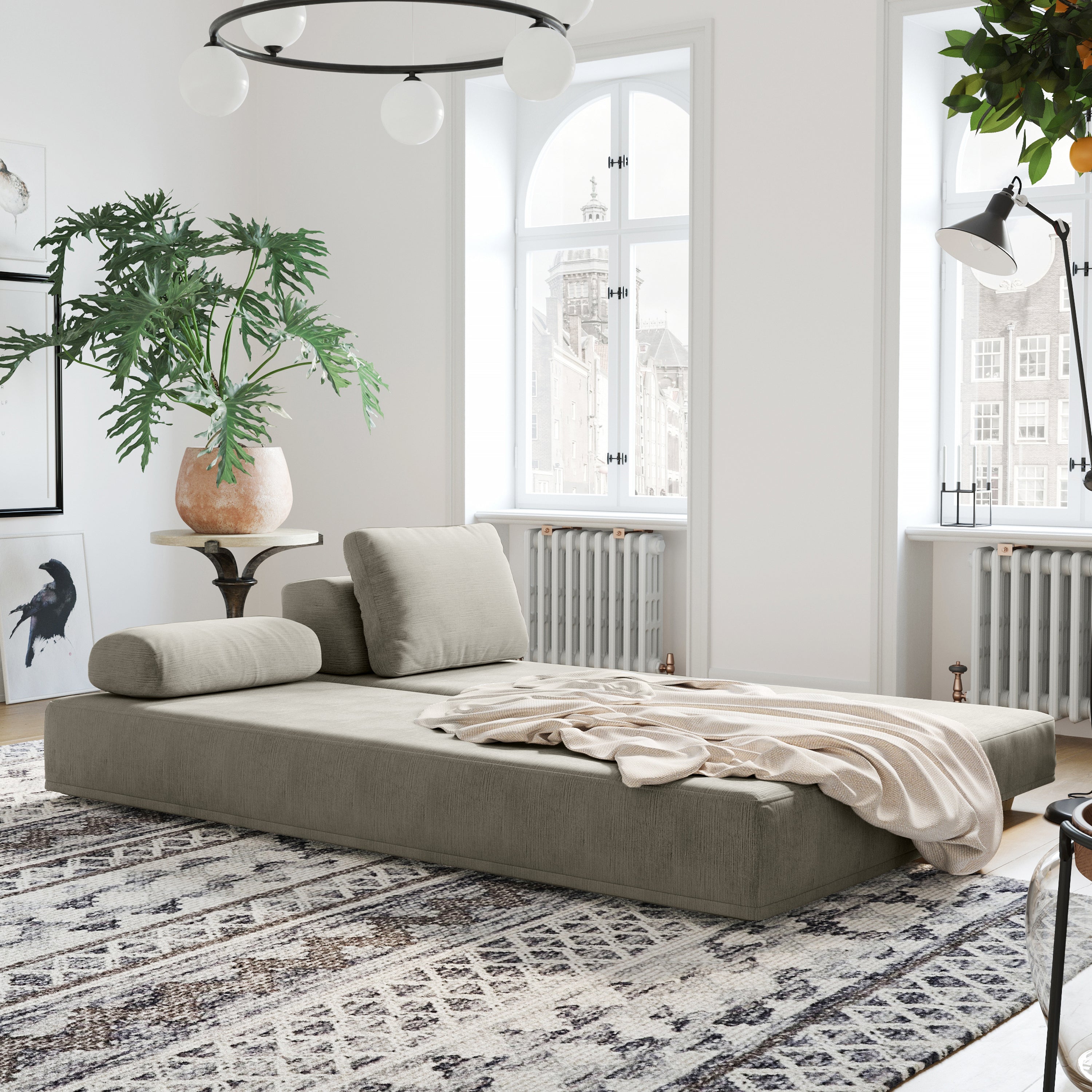 Jaxx Balshan Chaise Lounge Daybed, Dove Grey