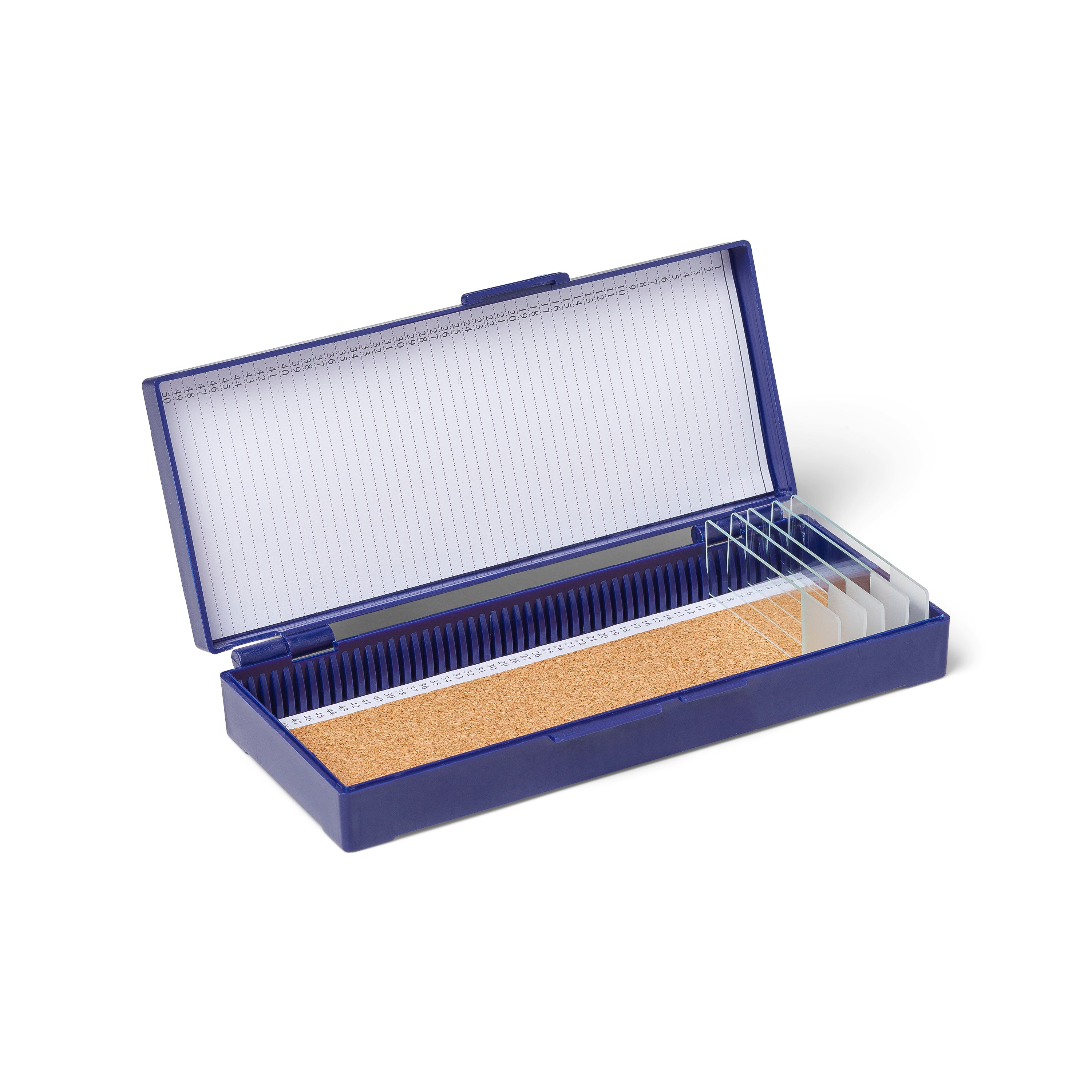 United Scientific® 50-Place Microscope Slide Box, ABS, Blue