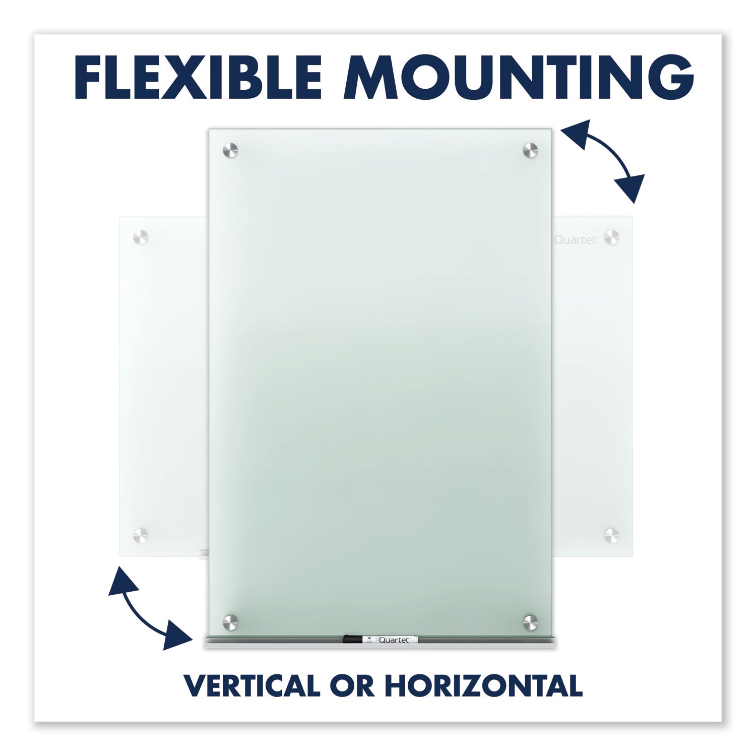 Quartet Infinity Glass Dry-Erase Whiteboard, 72" x 48", Frosted Tempered Glass, Frameless, Horizontal/Vertical Mount, Includes Mounting Hardware, Marker Tray, and 1 Dry Erase Marker, 1 Each
