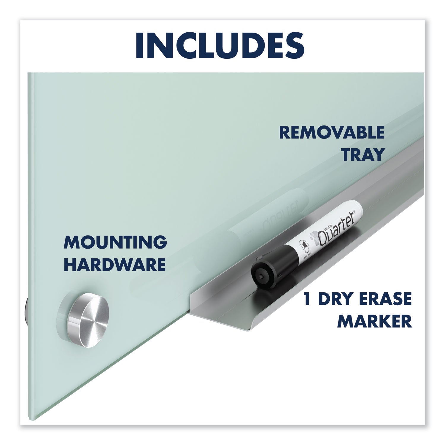 Quartet Infinity Glass Dry-Erase Whiteboard, 96" x 48", Frosted Tempered Glass Surface, Frameless, Includes Mounting Hardware, Marker Tray, and 1 Dry Erase Marker, 1 Each