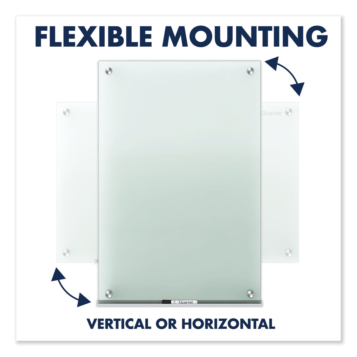 Quartet Infinity Glass Dry-Erase Whiteboard, 24" x 18", Frosted Tempered Glass Surface, Frameless, Horizontal/Vertical Mount, Includes Mounting Hardware, Marker Tray, and 1 Dry Erase Marker, 1 Each