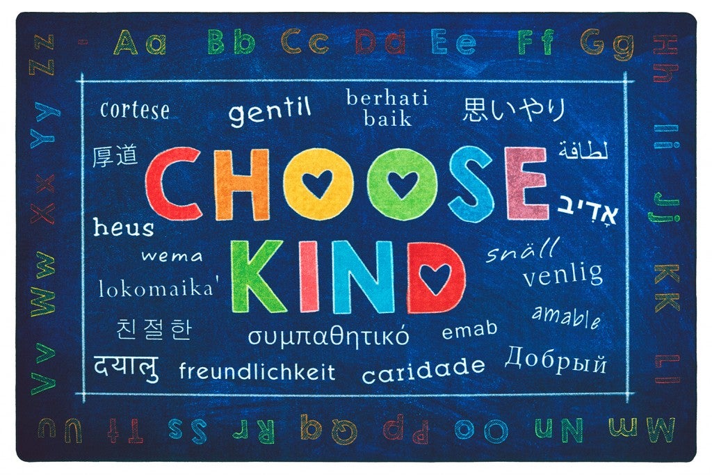 Choose Kind Classroom Rug Blue - 6ft x 9ft - Rectangle - Blue