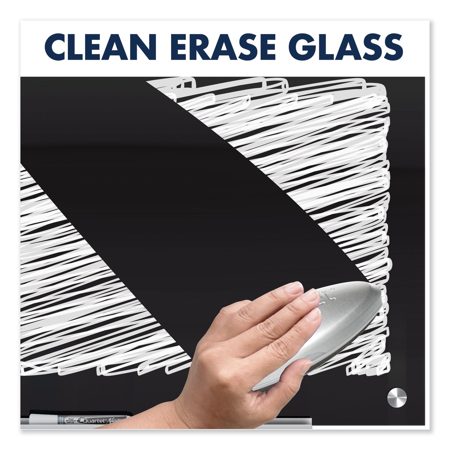 Quartet Infinity&trade; Glass Magnetic Dry-Erase Board - 96" (8 ft) Width x 48" (4 ft) Height - Black Tempered Glass Surface - Black Frame - Horizontal/Vertical - Magnetic - 1 / Each