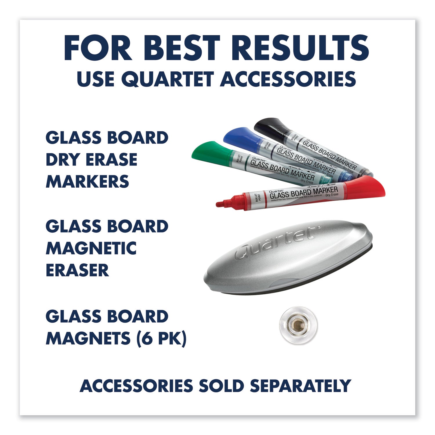 Quartet InvisaMount Magnetic Glass Dry-Erase Board, 39" x 22", White Tempered Glass, Horizontal, Frameless, Magnetic, Includes Marker Tray and Dry Erase Marker, 1 Each