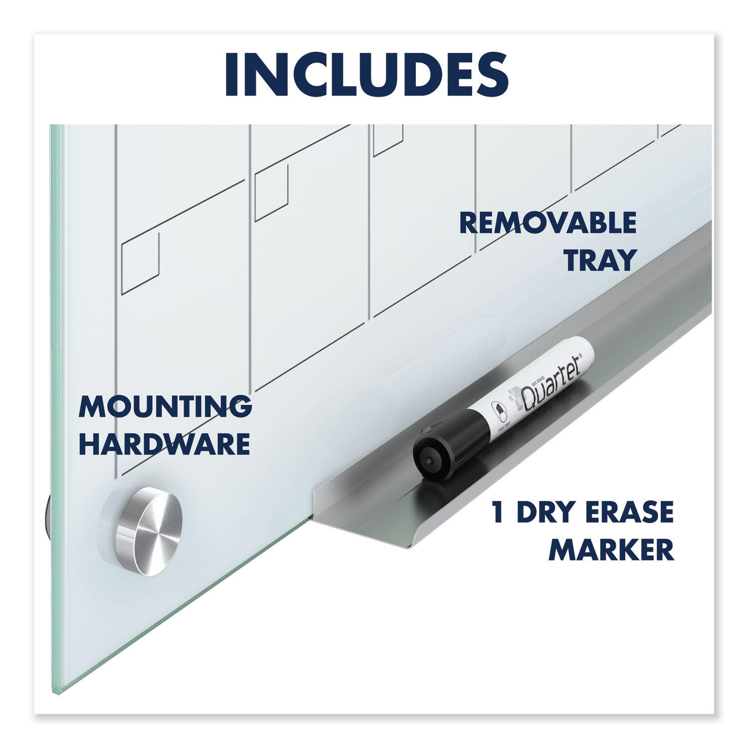 36" x 24" Sheet Size - White - Tempered Glass - Magnetic, Stain Resistant, Ghost Resistant, Write-on, Reusable - 1 Each