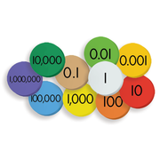 Sensational Math™ Place Value Discs: 10-Value Decimals to Whole Numbers (12-Pack)