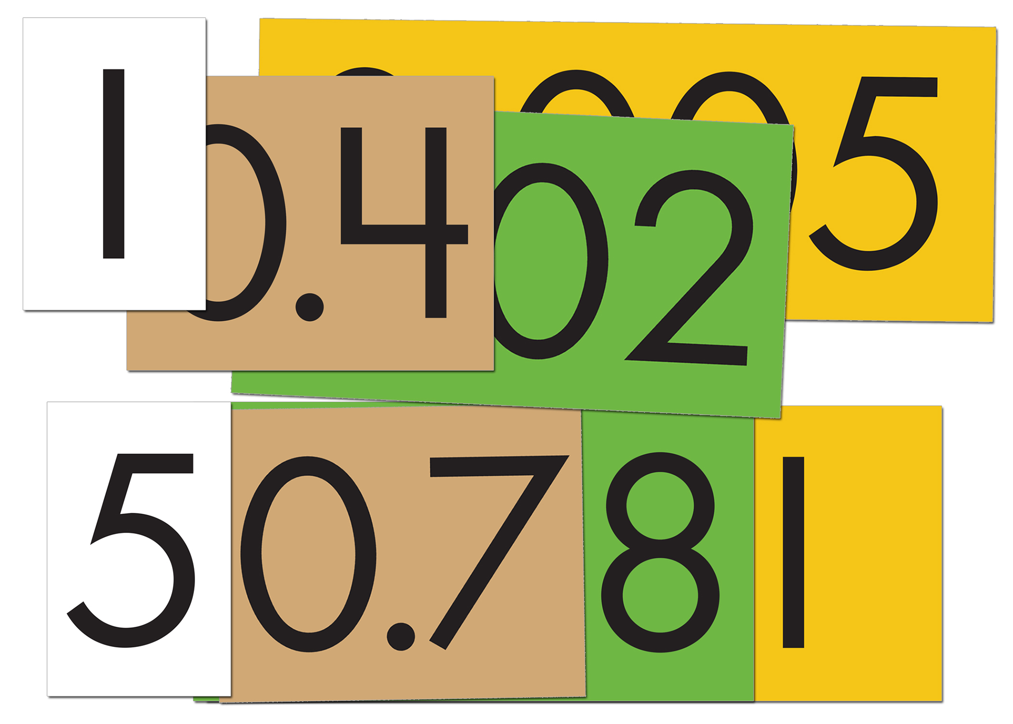 Sensational Math™ Place Value Cards: 4-Value Decimals to Whole Numbers (12-Pack)