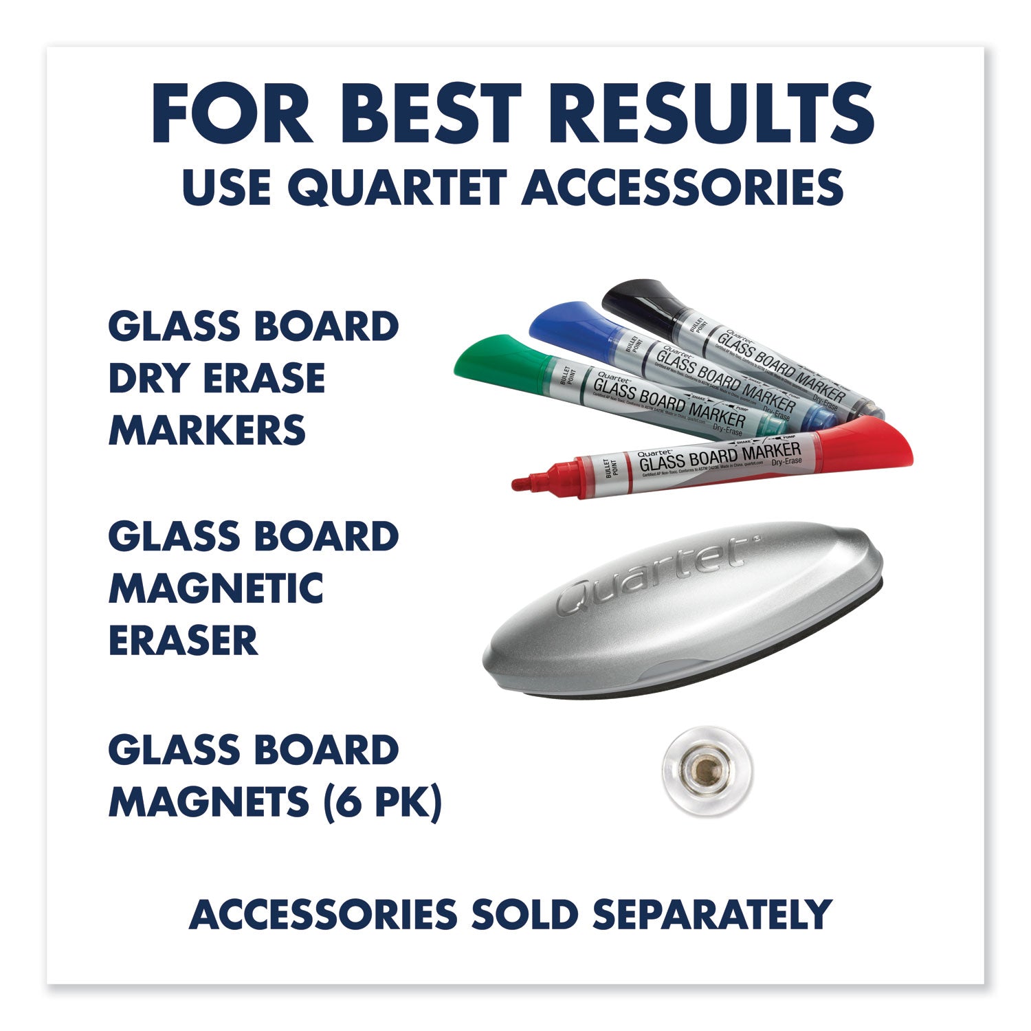 Quartet InvisaMount Magnetic Glass Dry-Erase Board, 50" x 28", White Tempered Glass, Horizontal, Magnetic, Frameless, Includes Marker Tray and Dry Erase Marker, 1 Each