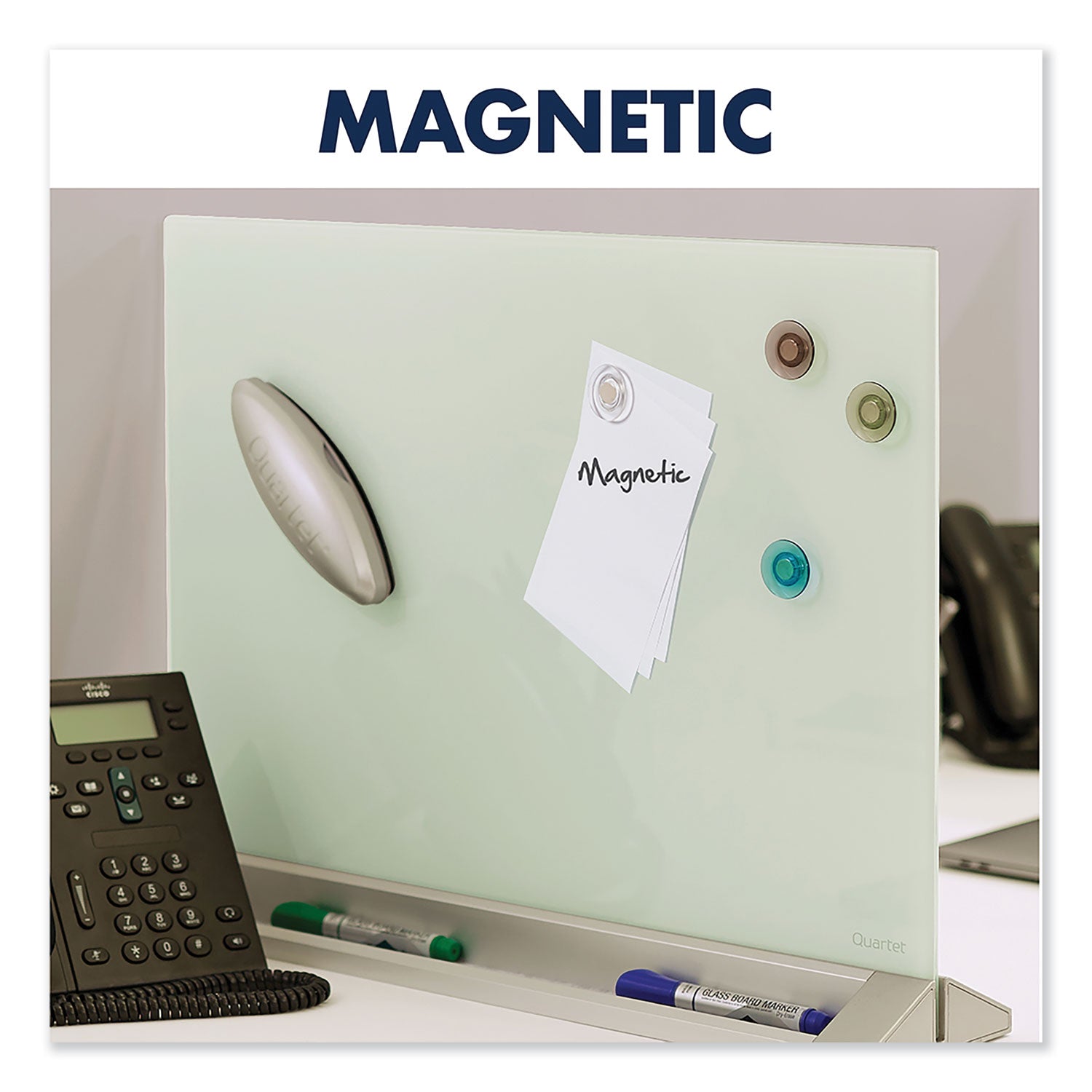 23" (1.9 ft) Width x 17" (1.4 ft) Height - White Glass Surface - Rectangle - Horizontal - Desktop - Magnetic - Frameless, Stain Resistant, Ghost Resistant - 1 Each