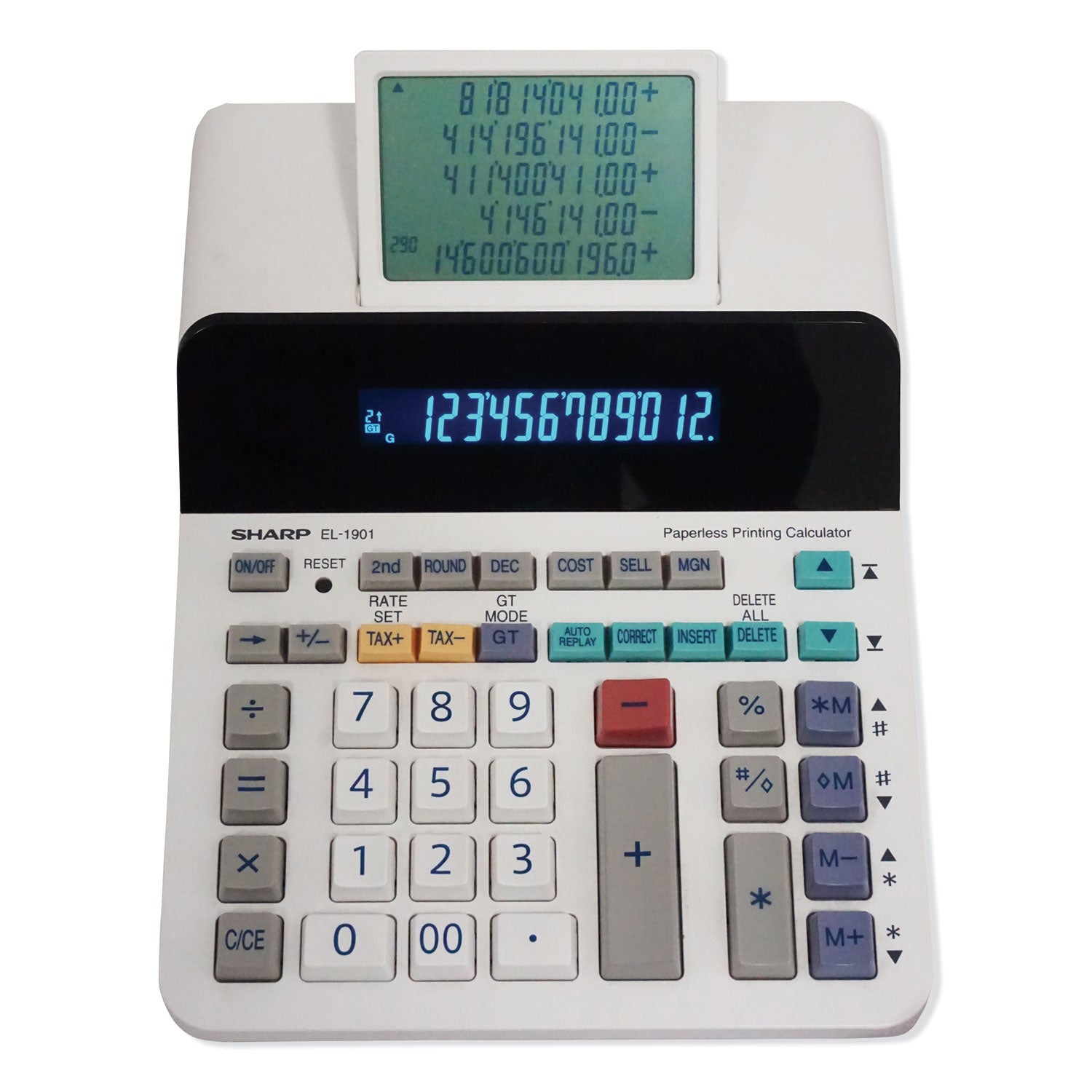 2.5 lps - Independent Memory, Sign Change, Backspace Key, Double Zero - 5 Line(s) - 12 Digits - LCD - AC/DC Supply Powered - 2.3" Height x 7.3" Width x 9.4" Depth - White - 1 Each