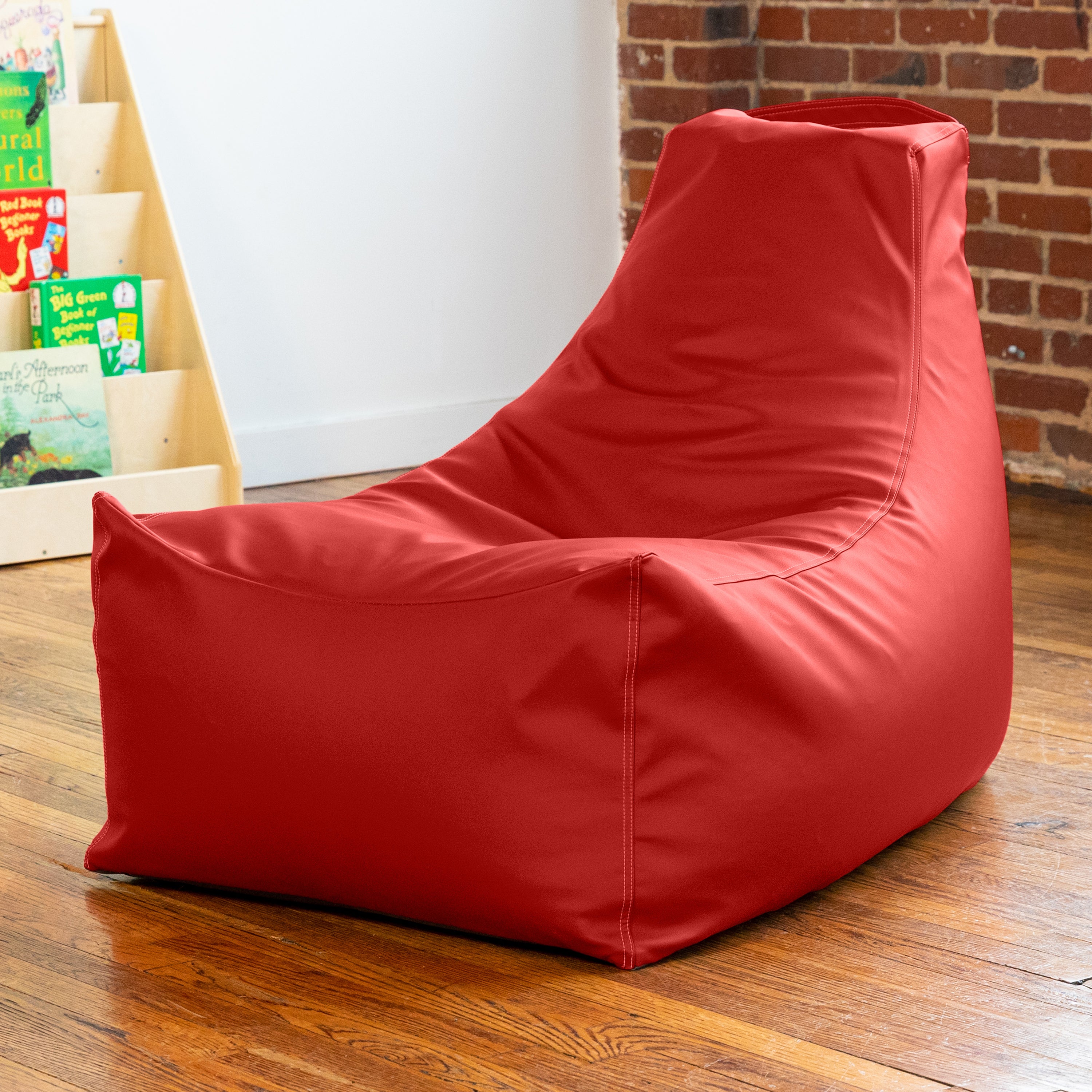 Jaxx Pezzi Premium Vinyl Classroom Bean Bag Chair, Red