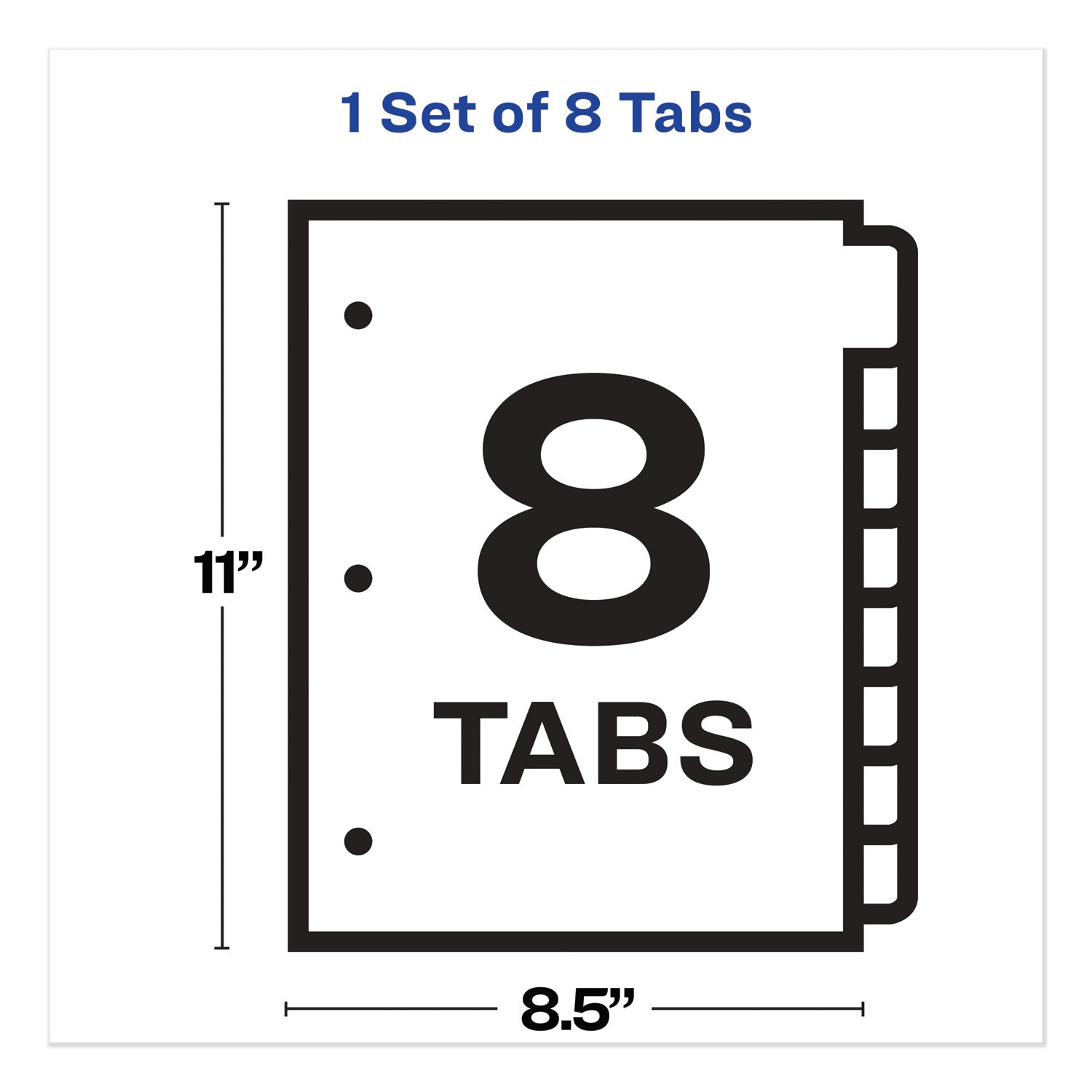 Print and Apply Index Maker Clear Label Dividers, Big Tab, 8-Tab, 11 x 8.5, White, 1 Set