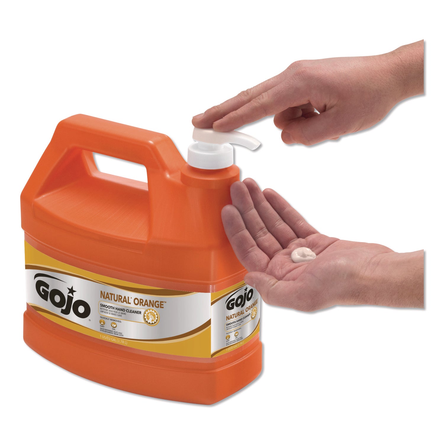 Gojo&reg; Natural Orange Smooth Hand Cleaner - Citrus Scent - 1 gal - Pump Bottle Dispenser - Soil Remover, Dirt Remover, Grease Remover - Hand - Orange - 1 Each