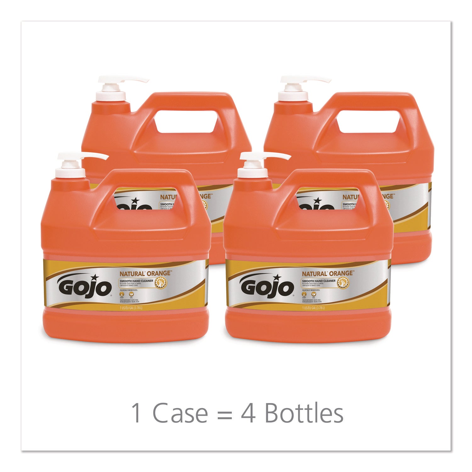Gojo&reg; Natural Orange Smooth Hand Cleaner - Citrus Scent - 1 gal - Pump Bottle Dispenser - Soil Remover, Dirt Remover, Grease Remover - Hand - Orange - 1 Each