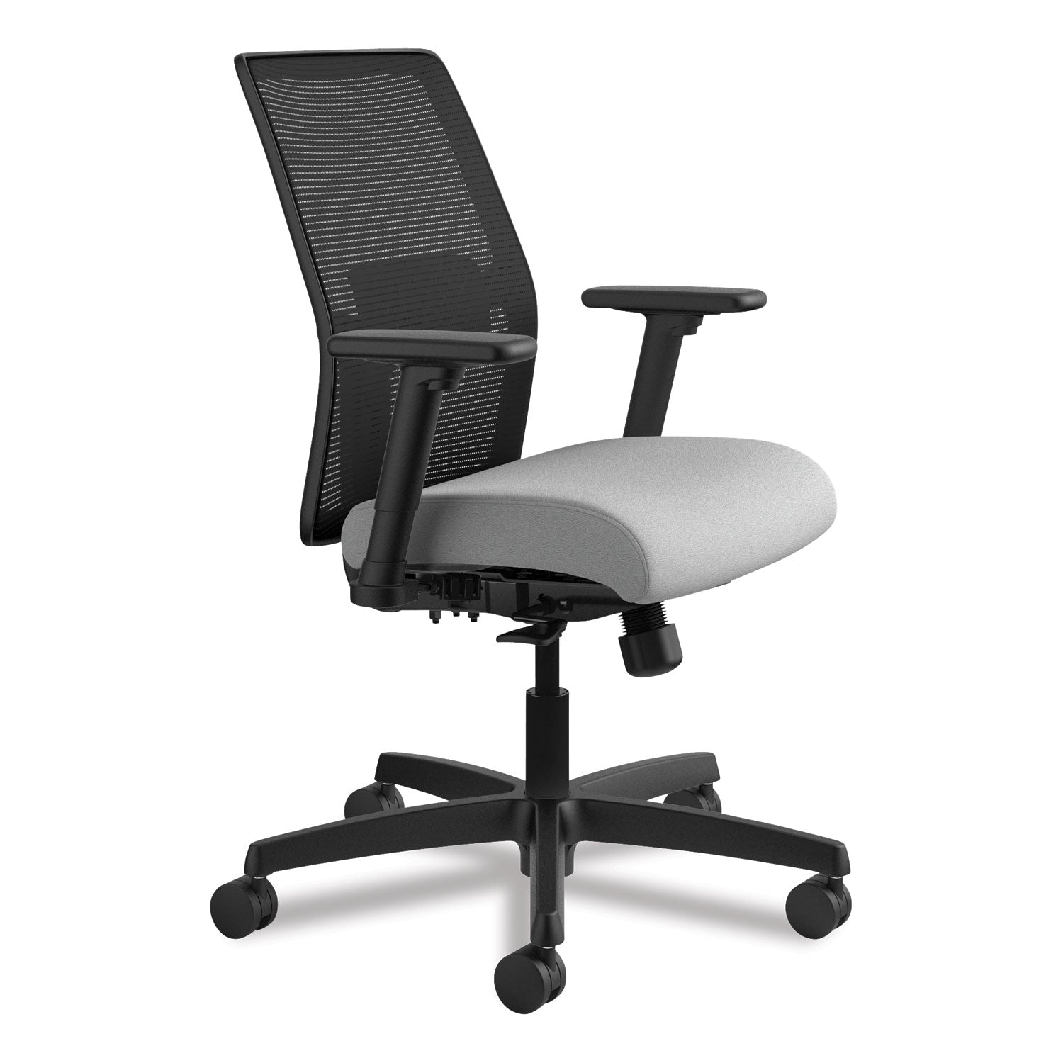 HON Ignition 2.0 Chair, Frost Fabric Seat, Black Mesh Back, Adjustable Arms, Black Frame, 1 Each