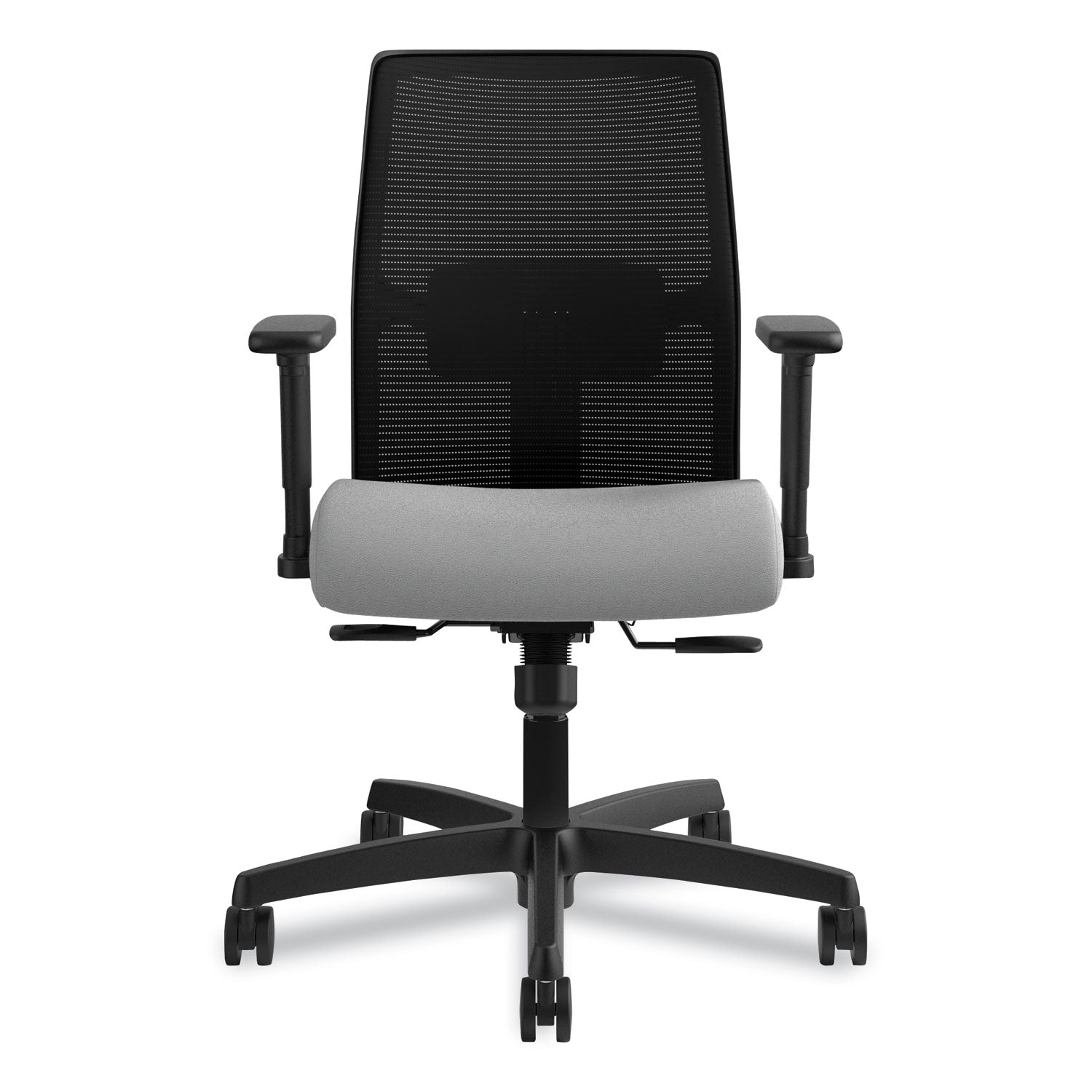 HON Ignition 2.0 Chair, Frost Fabric Seat, Black Mesh Back, Adjustable Arms, Black Frame, 1 Each