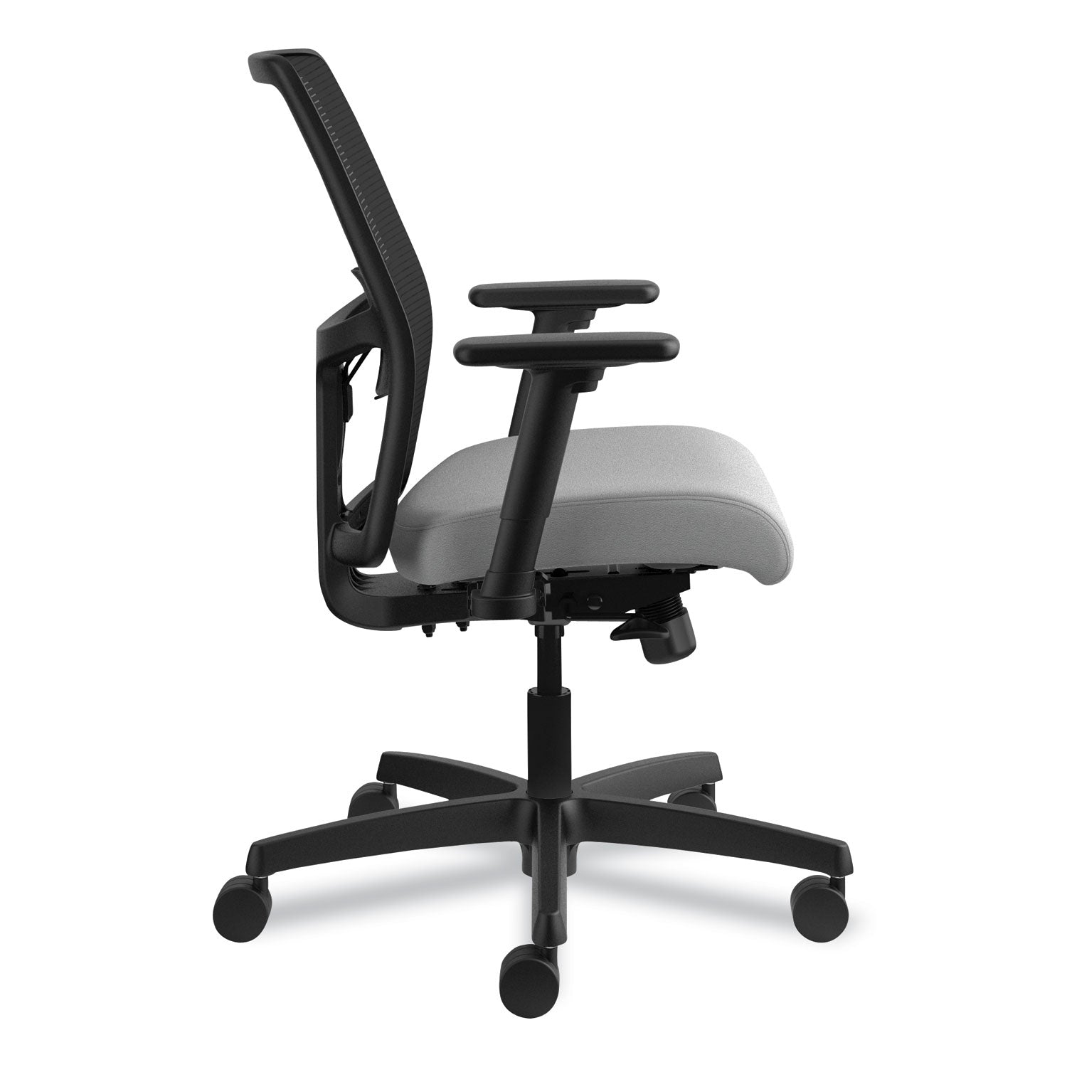 HON Ignition 2.0 Chair, Frost Fabric Seat, Black Mesh Back, Adjustable Arms, Black Frame, 1 Each